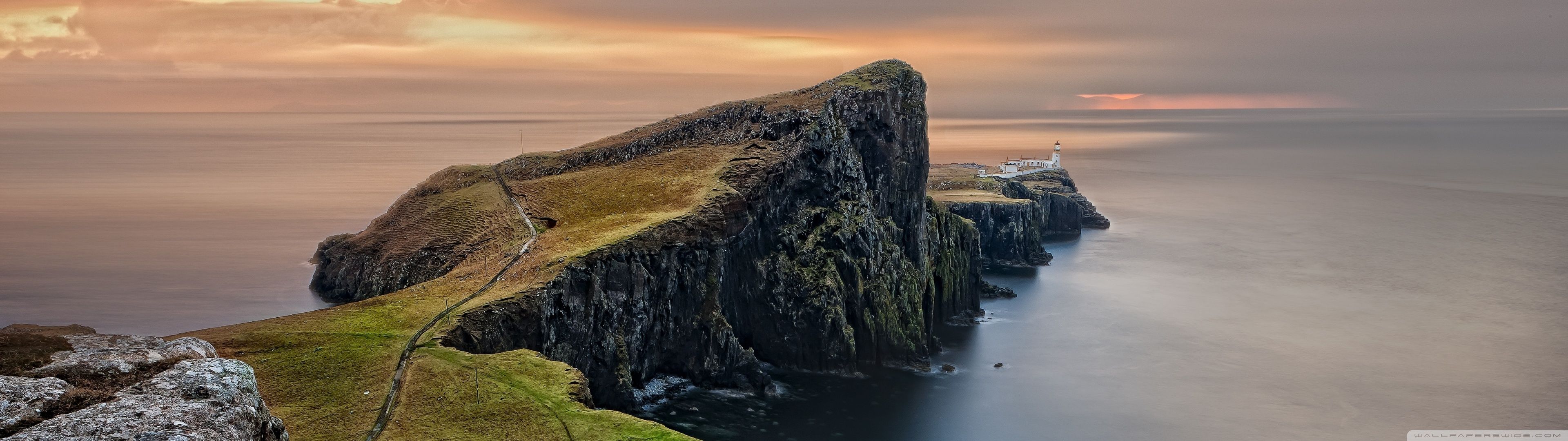 3840x1080 Scotland Coast LightHouse 4K UHD Wallpaper for UltraHD Desktop and TV : Dual Monitor : Smartphone and Tablet Devices