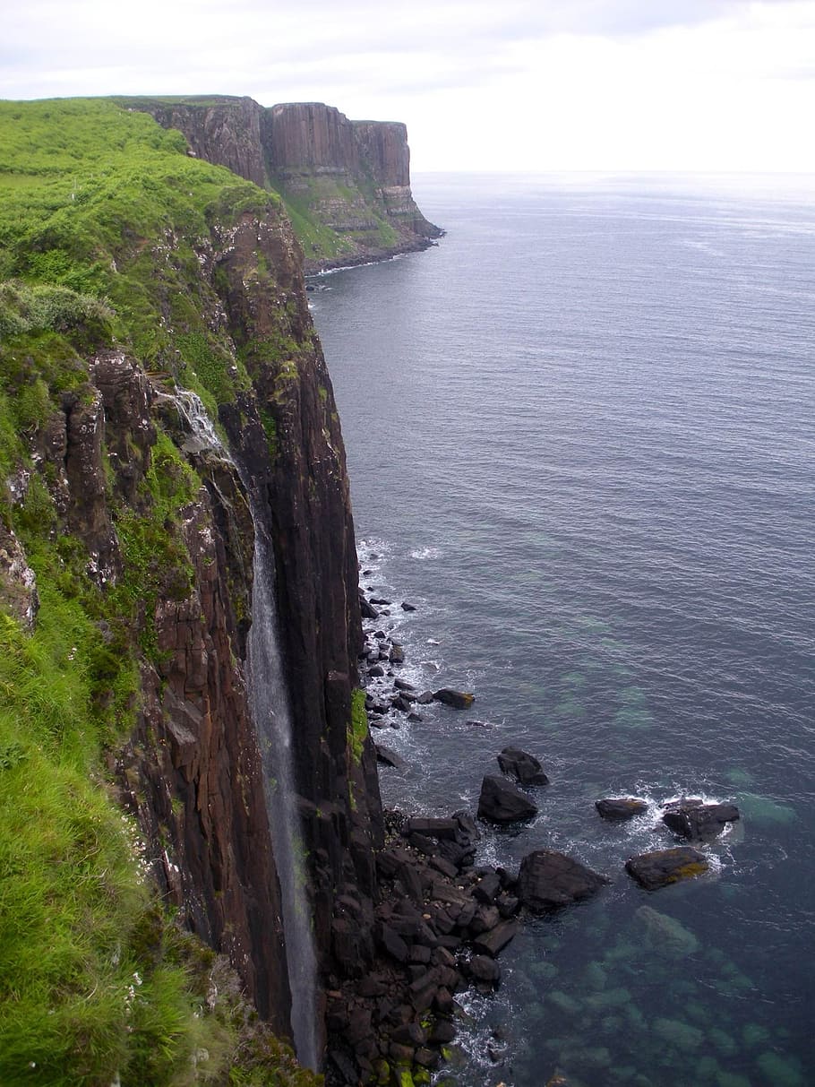 910x1213 4320x900px. free download. HD wallpaper: scotland, sea, cliff, water, beauty in nature, scenics