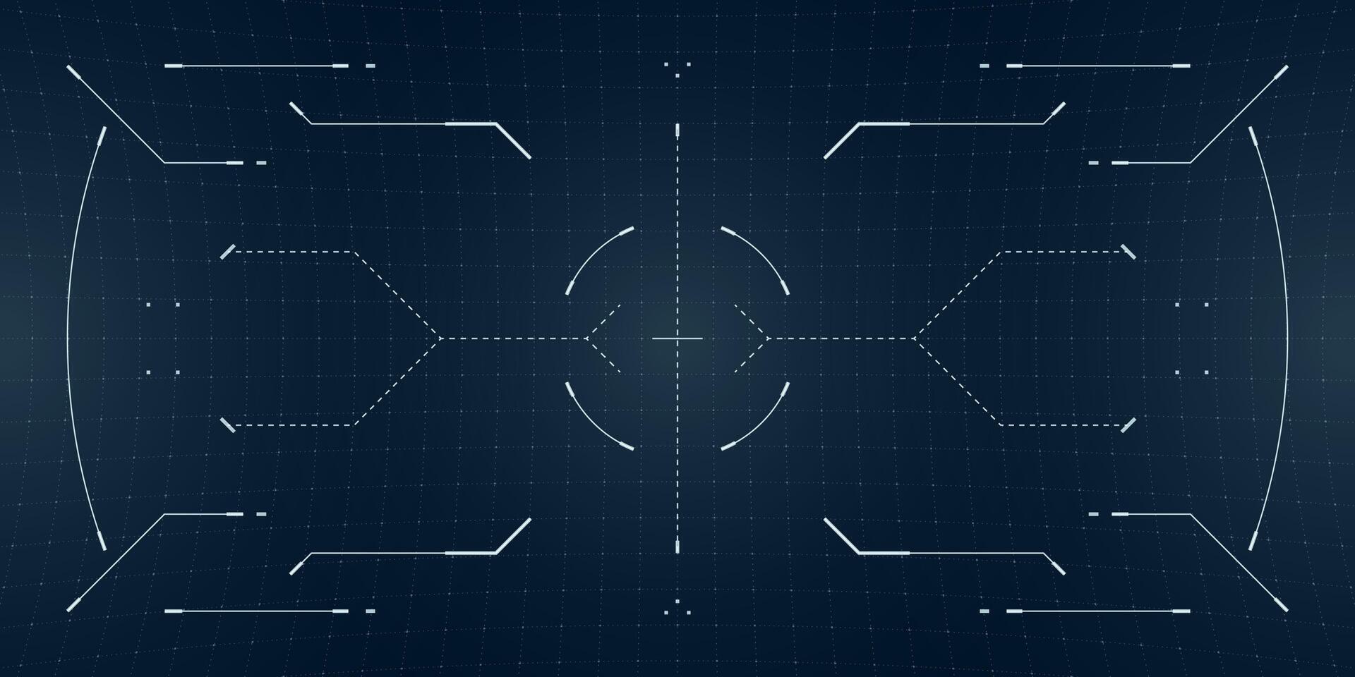 1920x960 Futuristic control HUD with binary data stream and glowing targeting reticle. Cyberpunk interface layered with distortion and tactical camera feed in dark palette