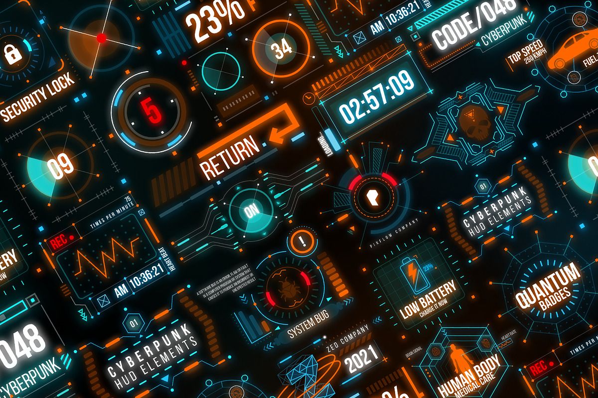 1200x800 Cyberpunk HUD Elements, an Object Graphic