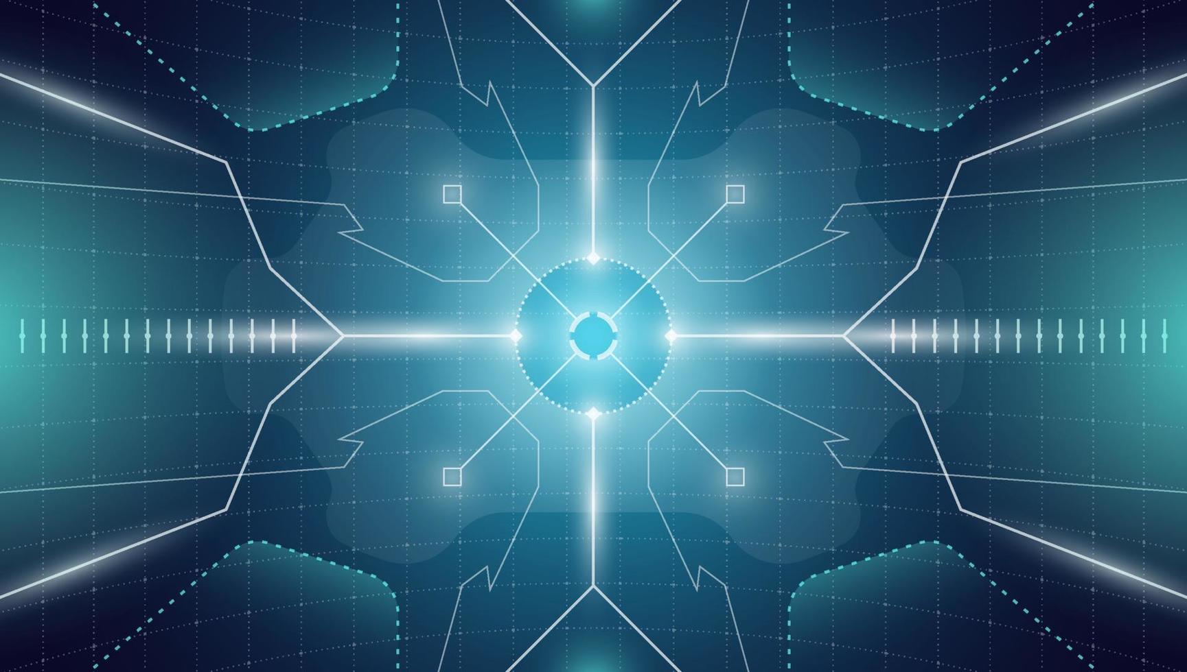 1729x980 VR HUD technology head up display target. Digital futuristic virtual reality interface cyberpunk hi tech visor screen. FUI GUI UI spaceship cockpit dashboard panel glow design. Vector eps template 14477713 Vector Art