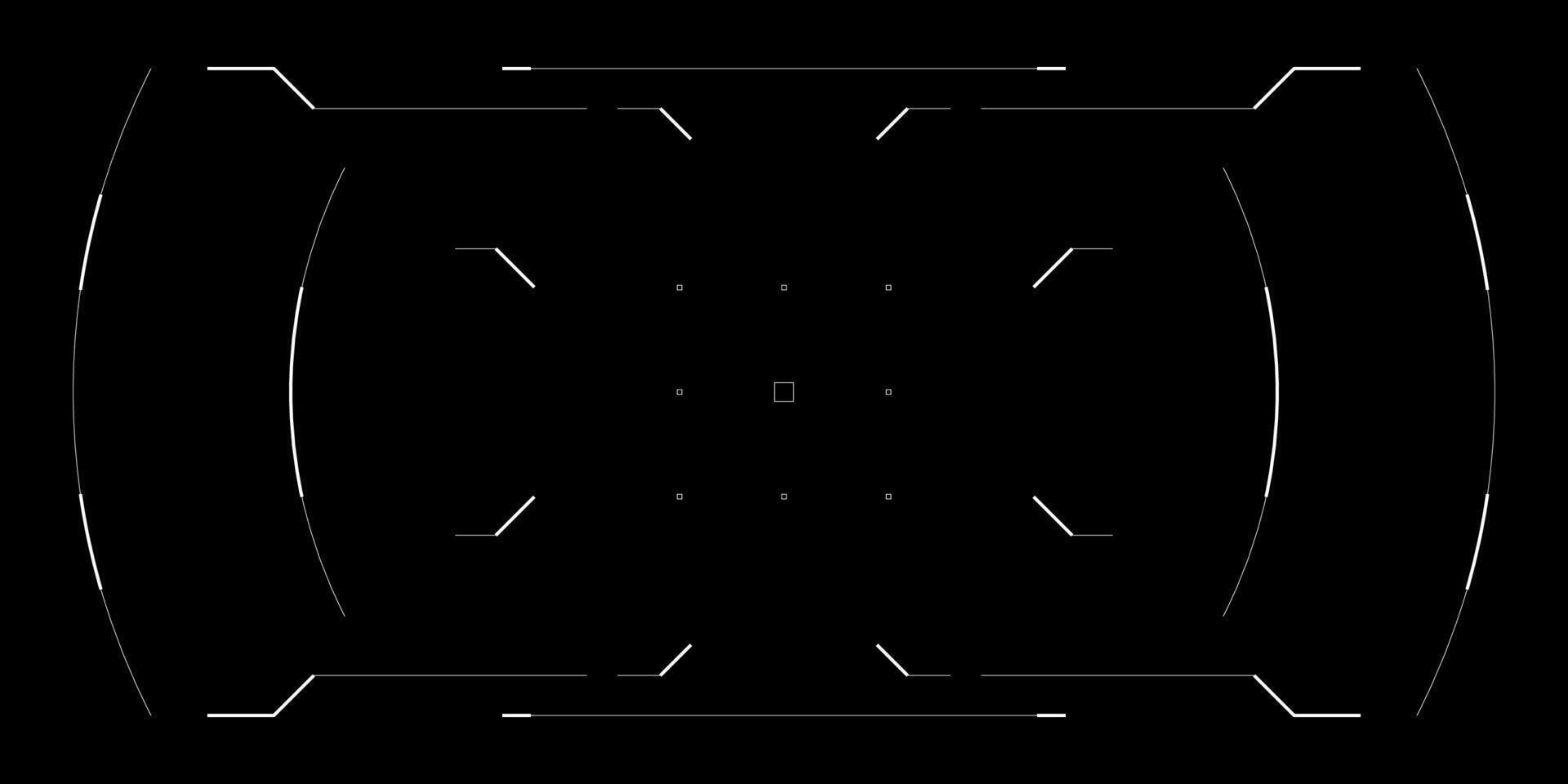 1920x960 Futuristic cyberpunk HUD overlay with glowing target reticle, glitch effects and digital frame. Tactical interface blends VR, drone cam and sci fi elements on a blue tech blueprint background. 67928247 Vector Art