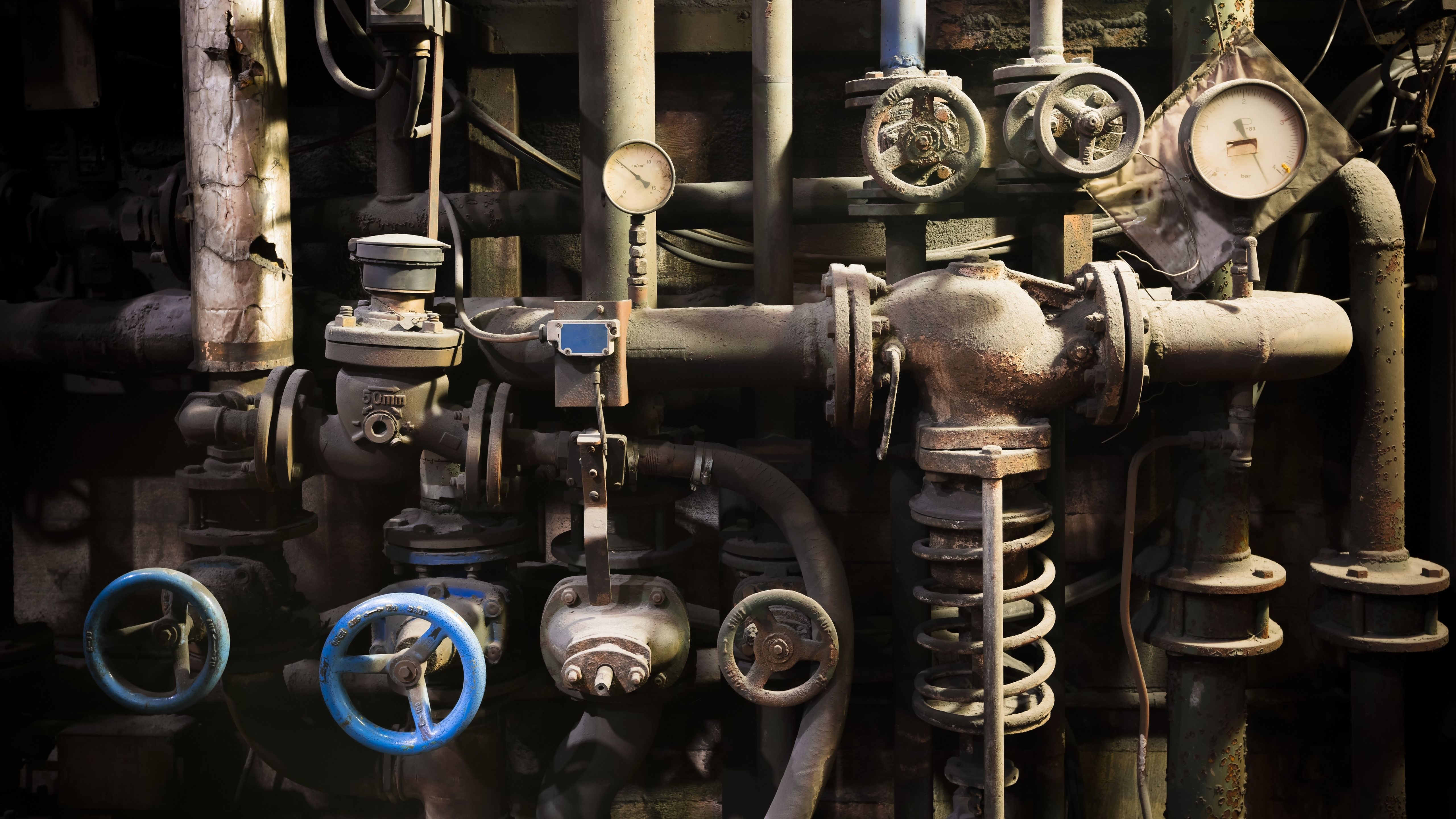 5120x2880 Wallpaper Factory, pipes, valve, dirt, rust 5120x2880 UHD 5K Picture, Image