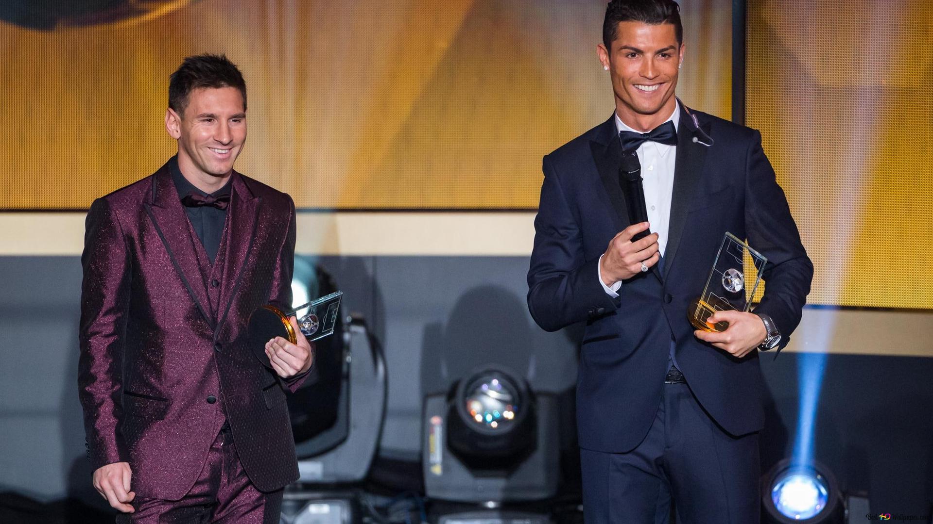 1920x1080 Ronaldo & Messi together in a award function 2K wallpaper download