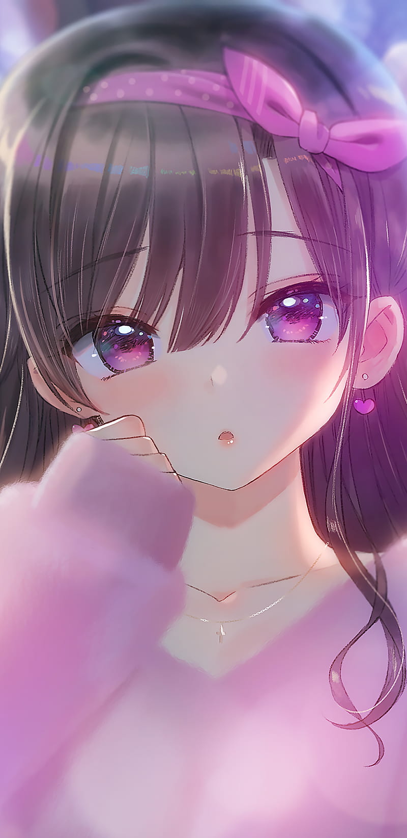 800x1644 Cute anime girl, pink, kawaii, HD phone wallpaper