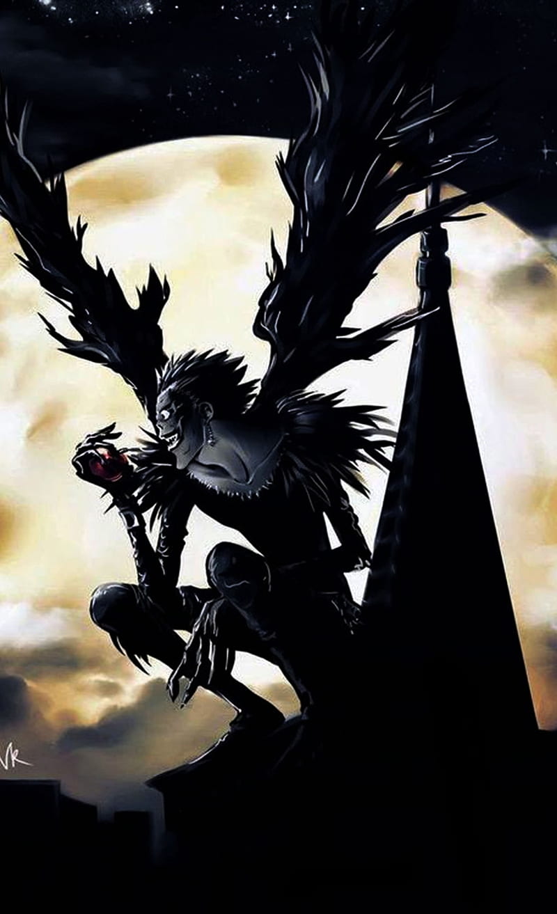 800x1313 Ryuk, death note, shinigami, anime, angel, apple, dark, HD phone wallpaper