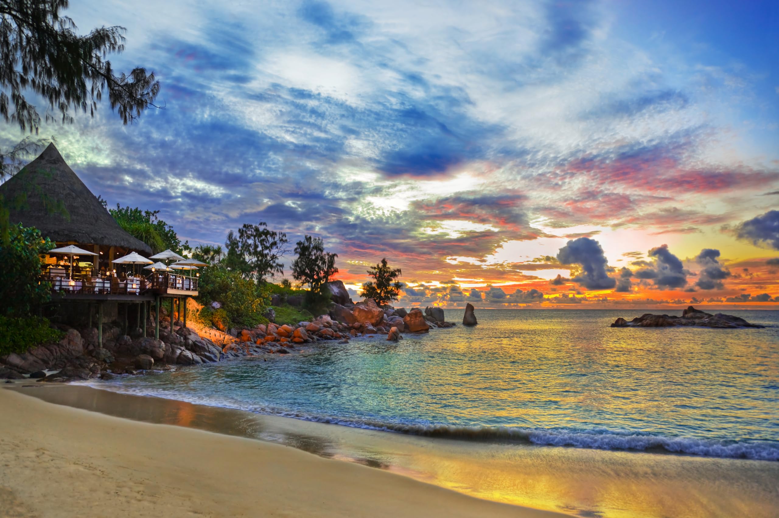 2560x1704 Amazon.com : chnywork 10x8ft Tropical Beach Backdrop Cafe on Seaside Tropical Island Sunset Nature Landscape Background Summer Vacation Theme Hawaii Aloha Party Decorations Photo Booth Studios Props Wallpaper