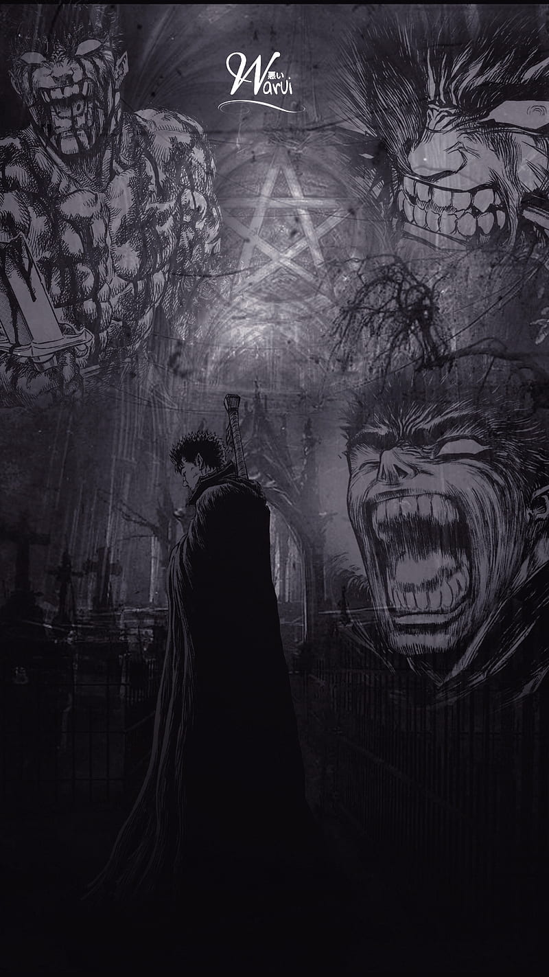 800x1423 Guts//Berserk, monochrome graphy, art, berserk, flash graphy, edit, hop, anime, HD phone wallpaper