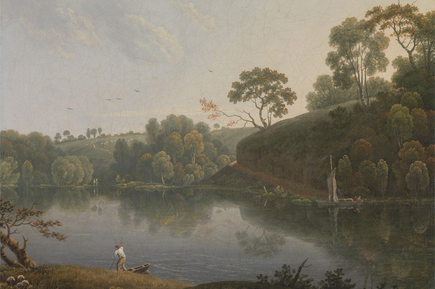 1400x933 Lake & Boat Landscape Painting