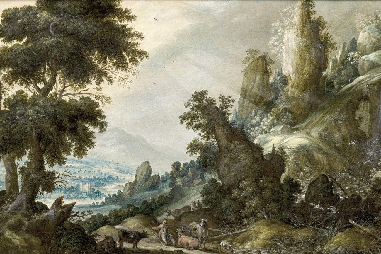 1300x867 Mountain Landscape Painting Wall Mural