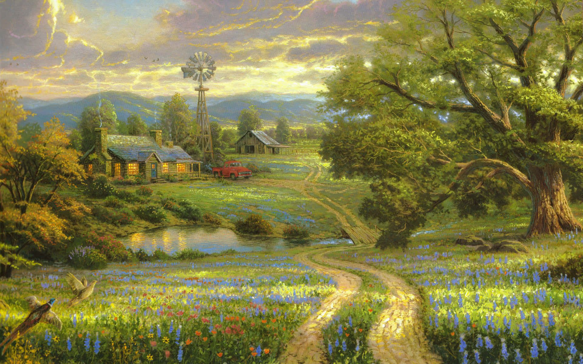 1920x1200 Download Mesmerizing Landscape of a Beautiful Painting Wallpaper