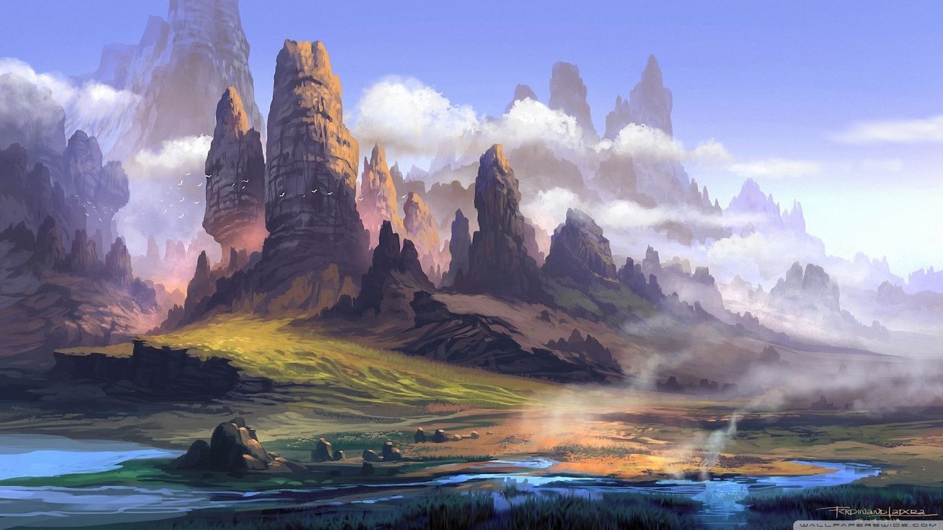 1366x768 Landscape Painting 4K UHD Wallpaper for UltraHD Desktop and TV : Smartphone and Tablet Devices