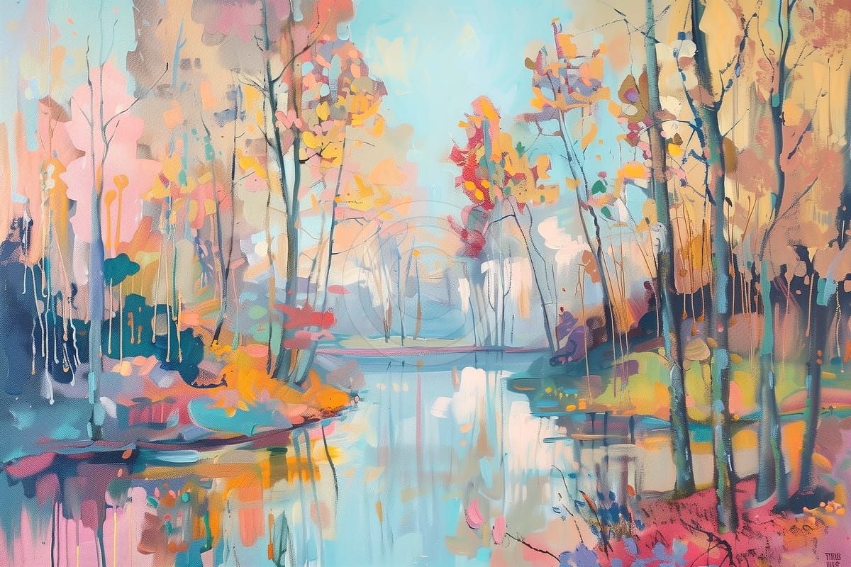 1200x800 Forest lake Painting on canvas