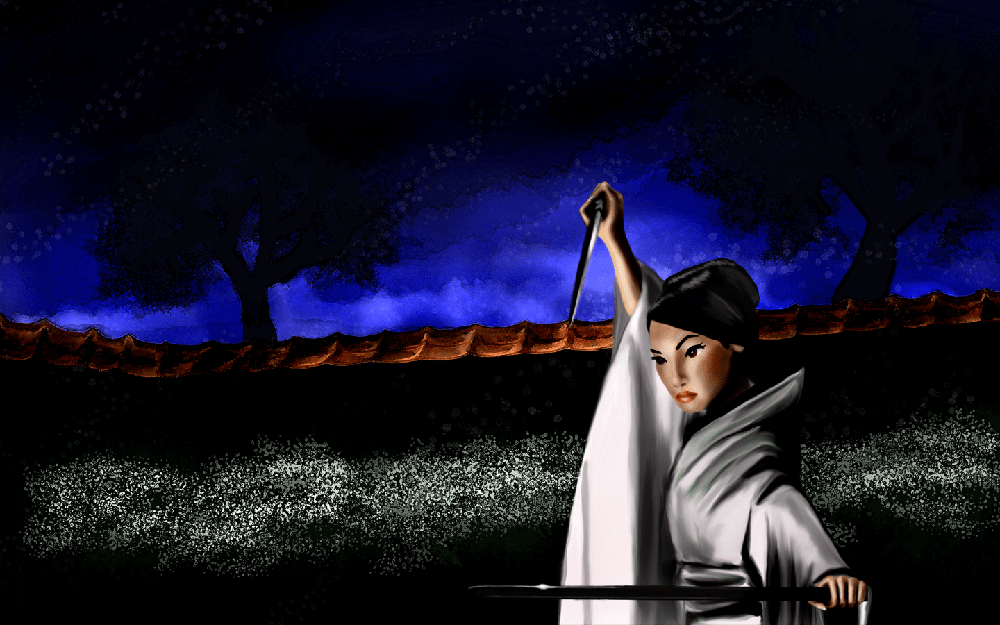 1440x900 Kill Bill Fan Art Ren Ishii, Showdown At The House Of Bl Surreal Art