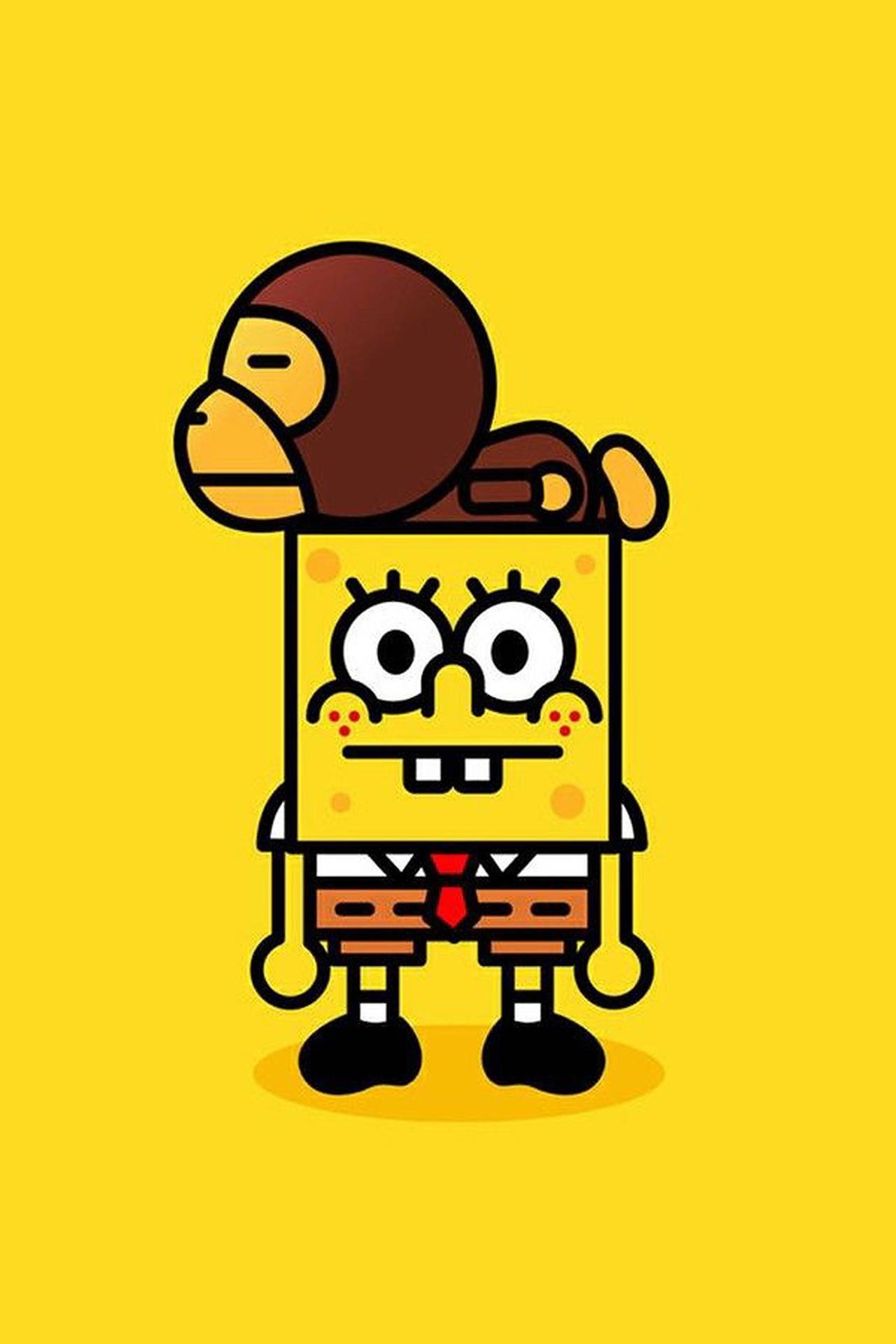 1280x1920 Download SpongeBob BAPE Logo Wallpaper