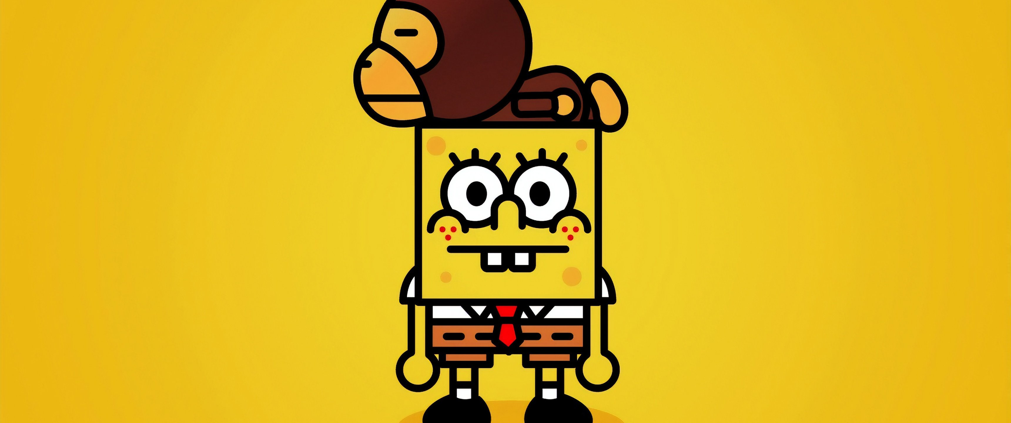 3440x1440 SpongeBob SquarePants Wallpaper 4K, Monkey