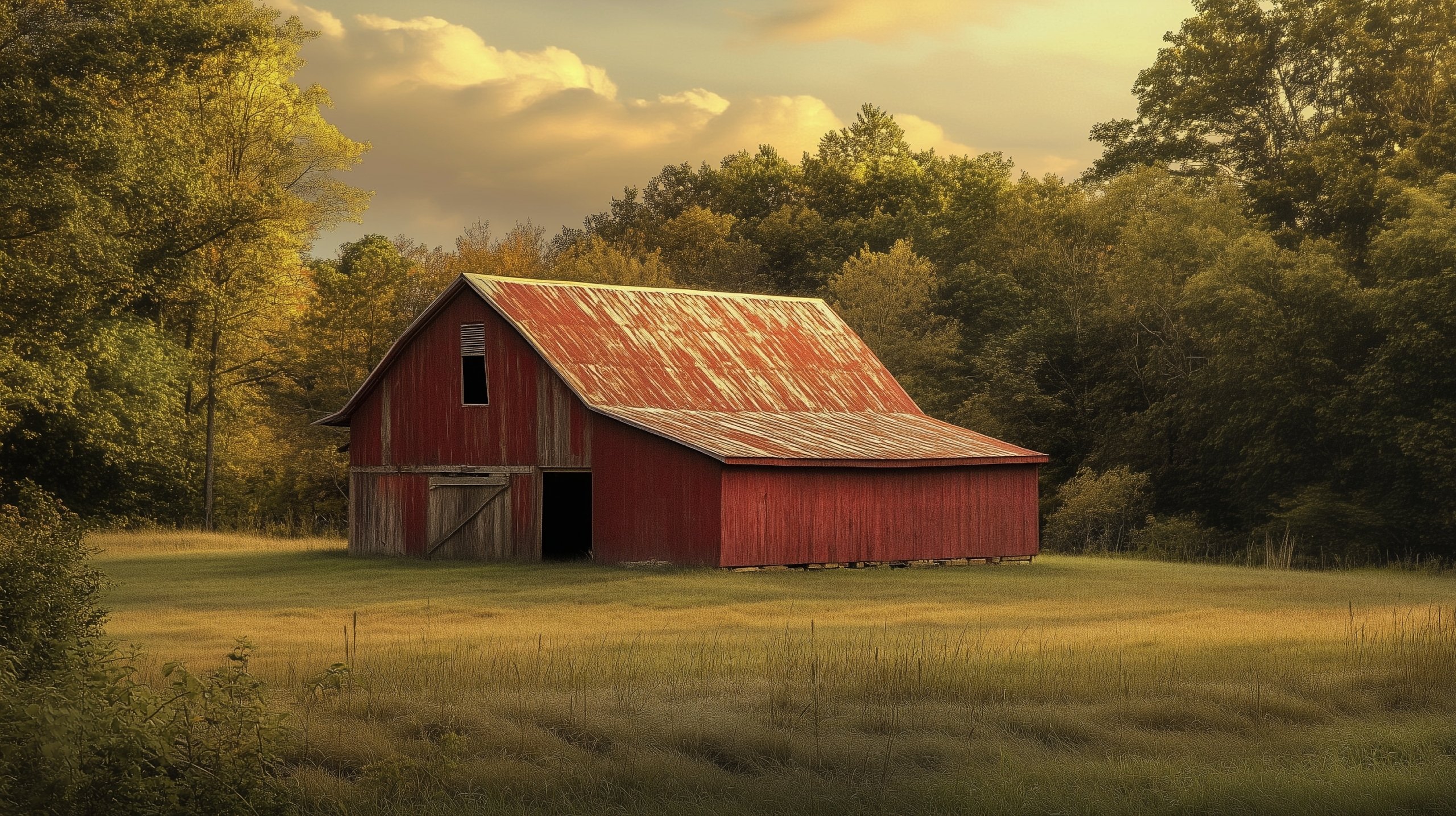 2560x1435 Beautiful HD Rustic Red Barn Country Escape House Wallpaper, HD Artist 4K Wallpaper, Image and Background
