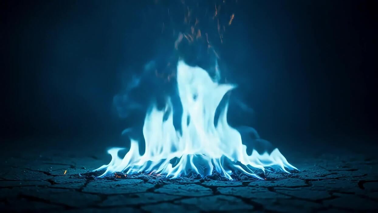 1244x700 Glowing Blue Fire with Smoky Backdrop