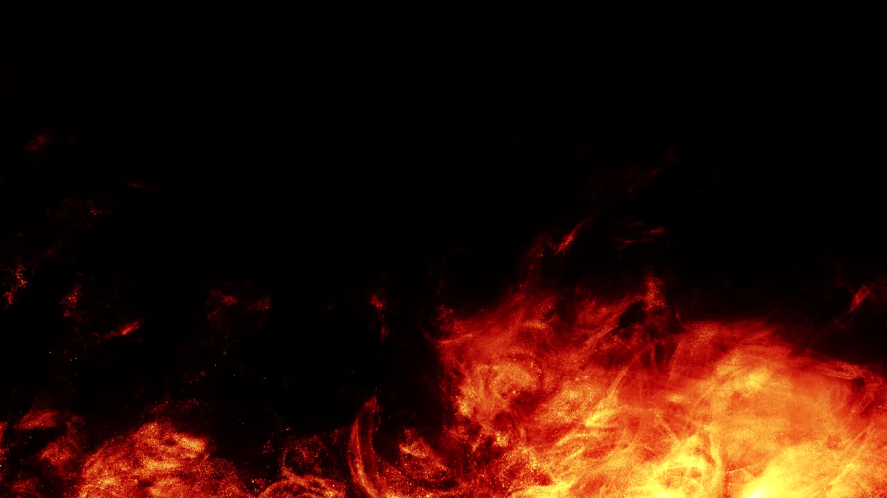 1280x720 Fire flame with sparkle in black background