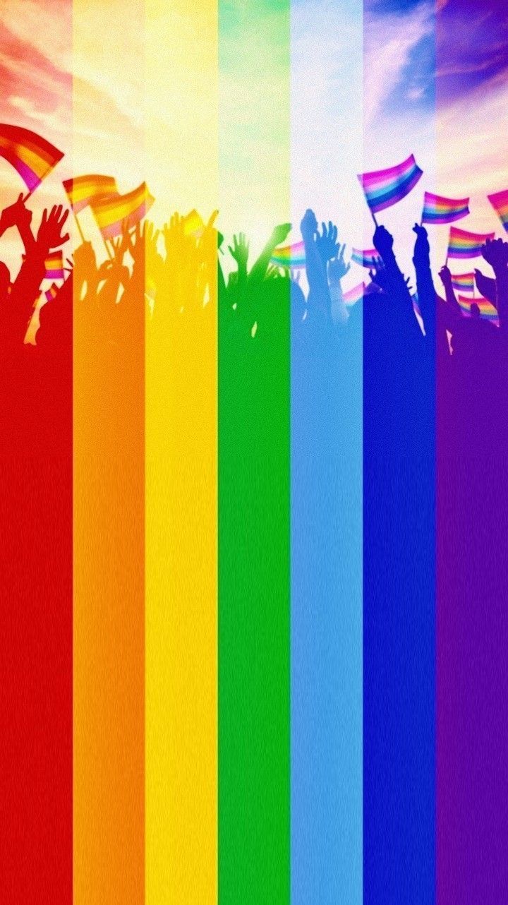 720x1282 Lgbtq wallpaper background. Pfp pride month, A rainbow picture with people holding the rainbow, Pride month flag