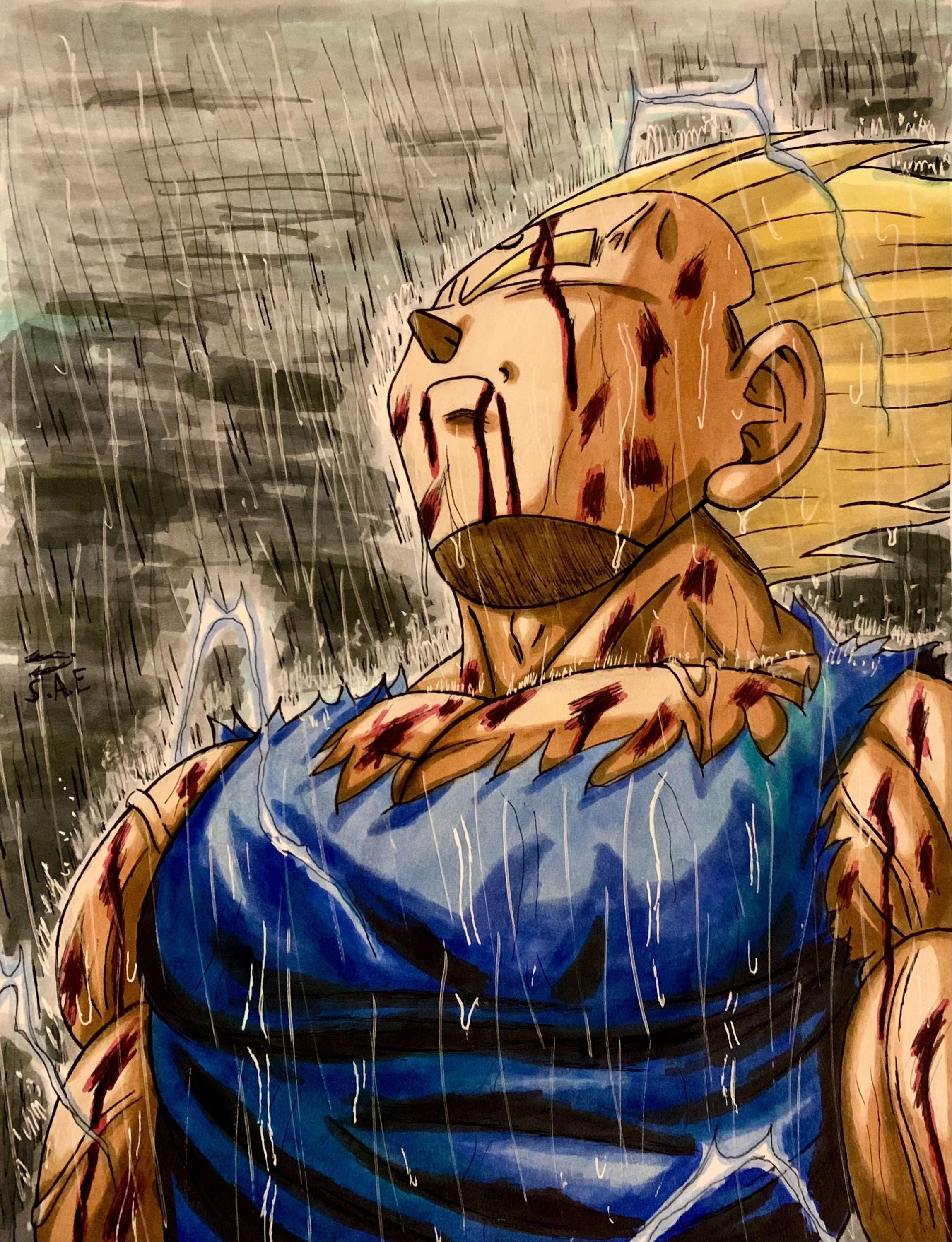 2299x3000 Vegeta in the Rain