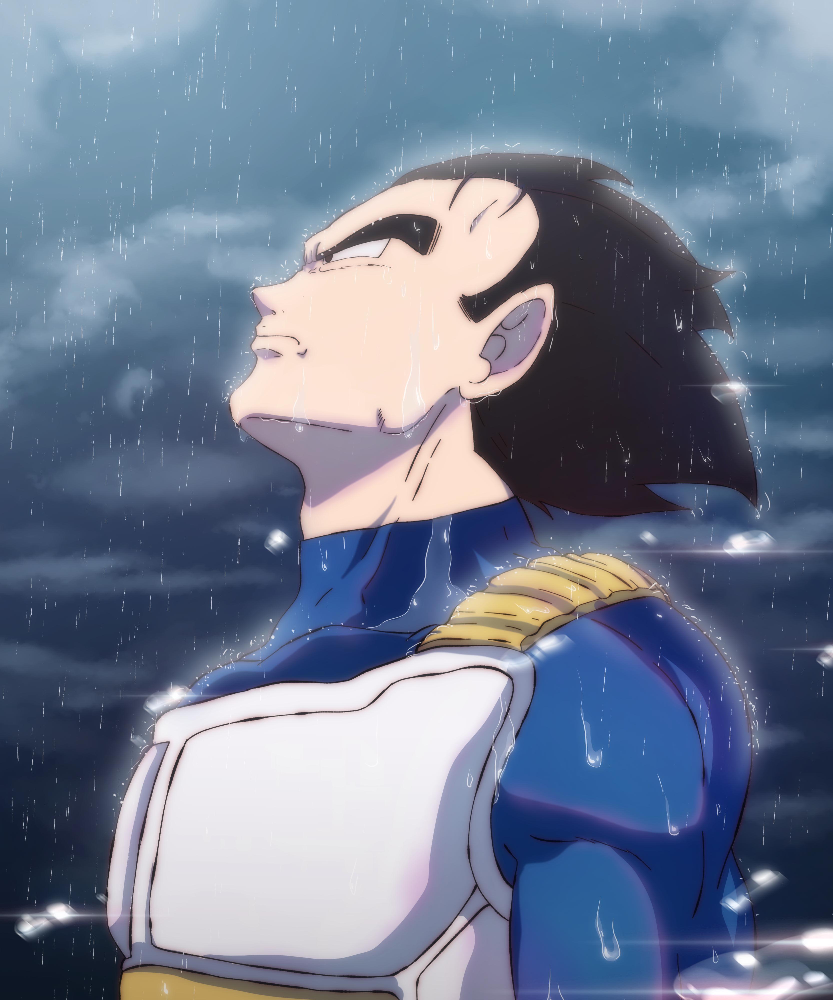 3334x4000 Vegeta in rain, recreated this scene in my Artstyle