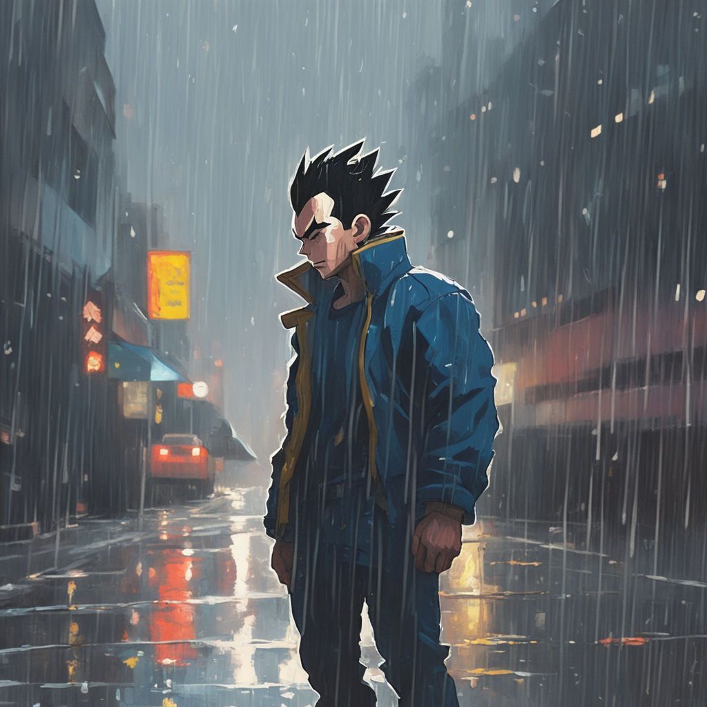 1024x1024 Vegeta In The Rain Wallpaper
