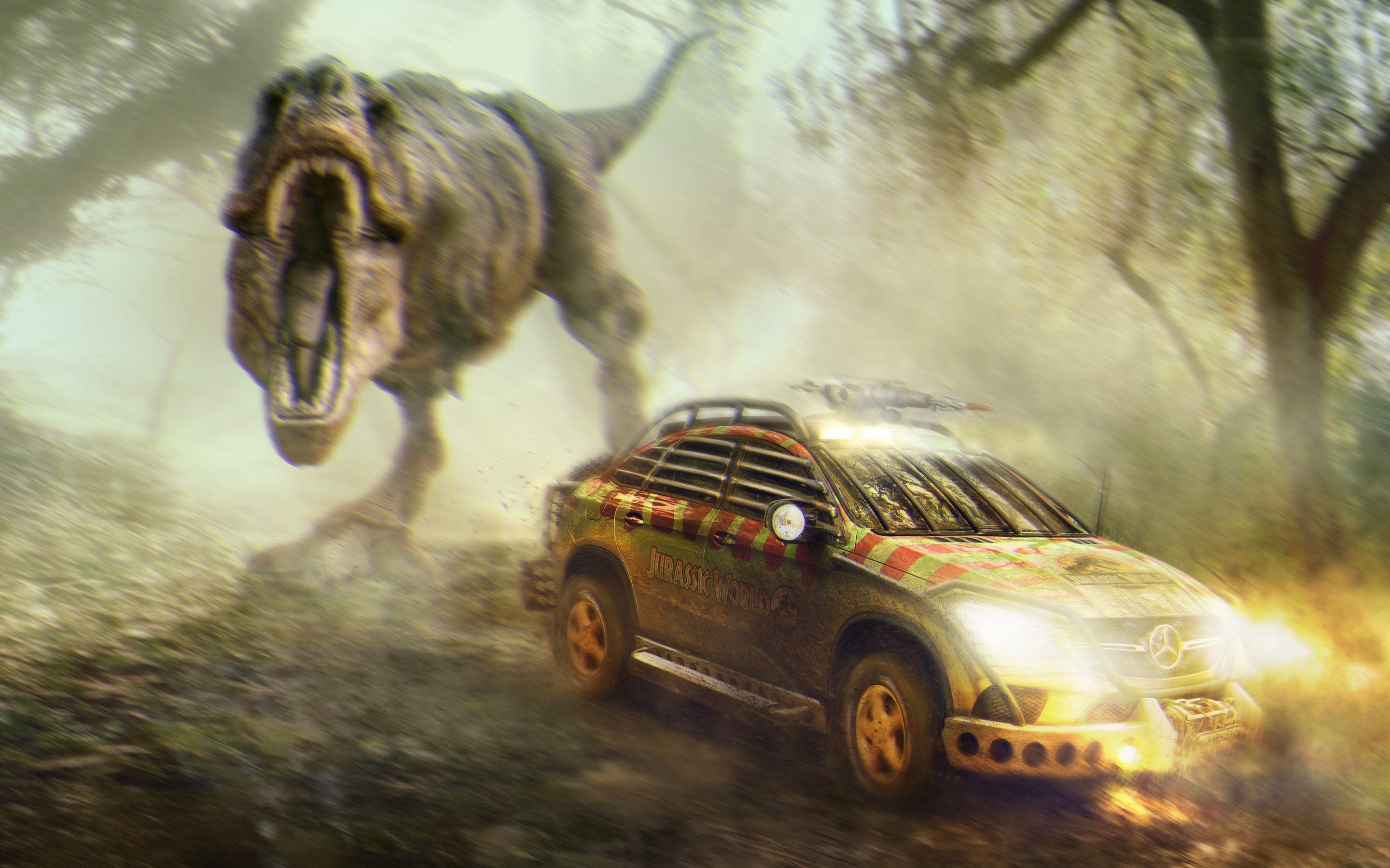 2880x1800 Jurassic World Mercedes Benz GLE Coupe Wallpaper