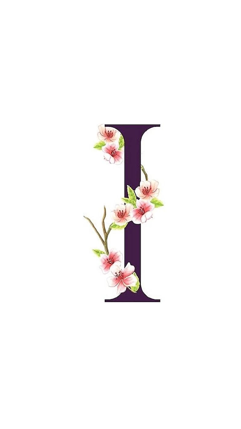 800x1422 I letter, Floral Purple Letter, HD phone wallpaper