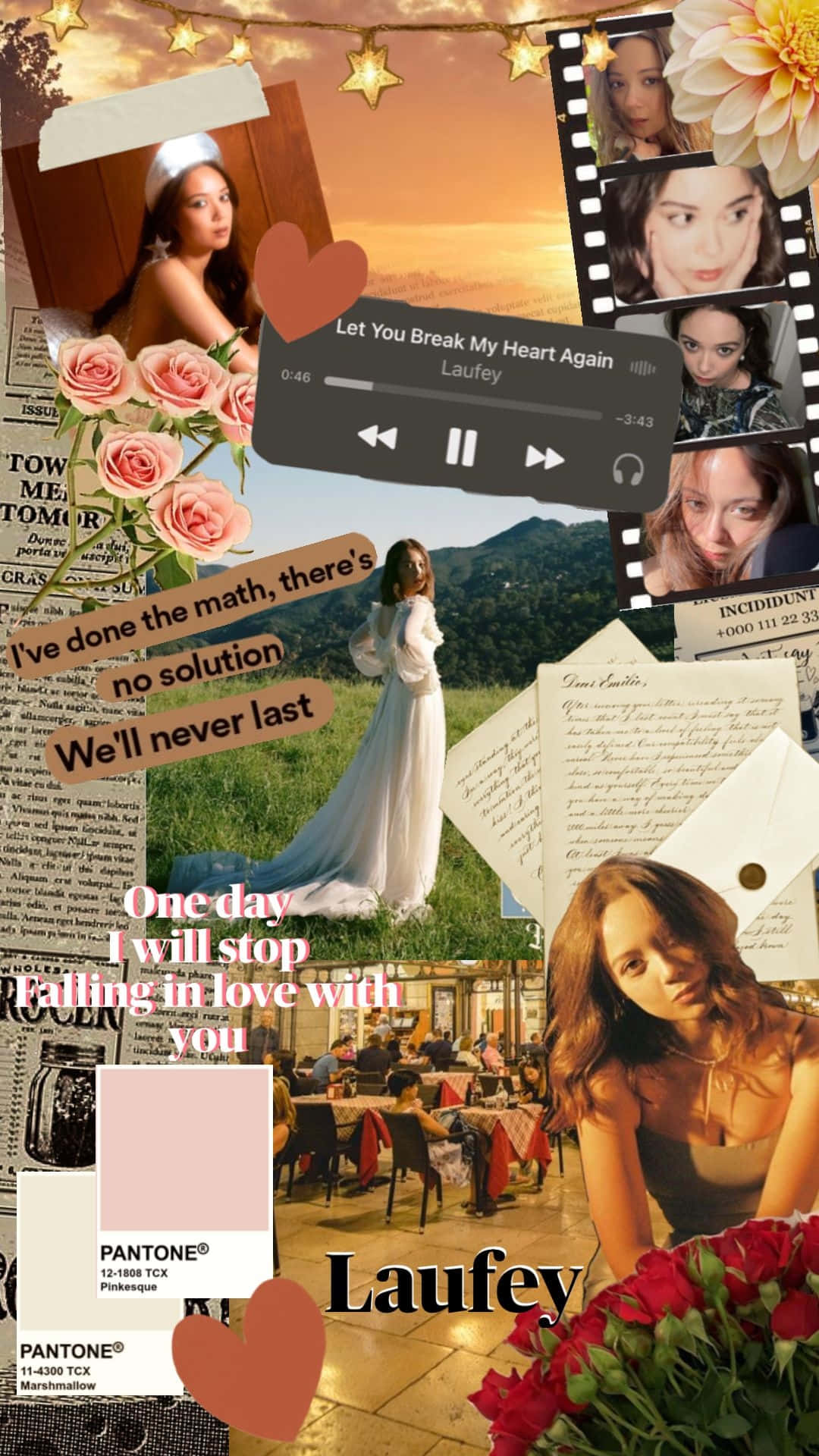 1080x1920 Download Laufey Music Collage Aesthetic Wallpaper