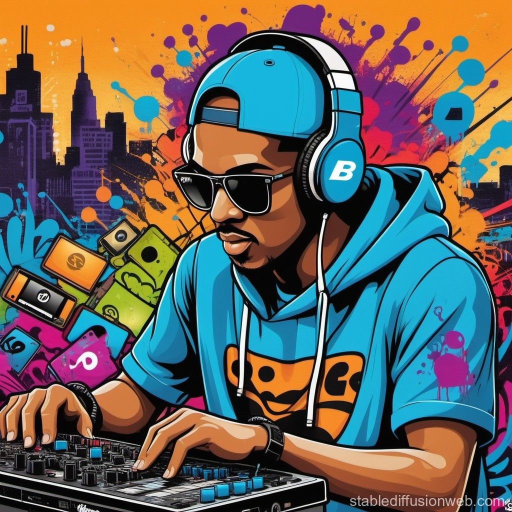 1024x1024 Beatmaker Themed Social Media Wallpaper. Stable Diffusion Online