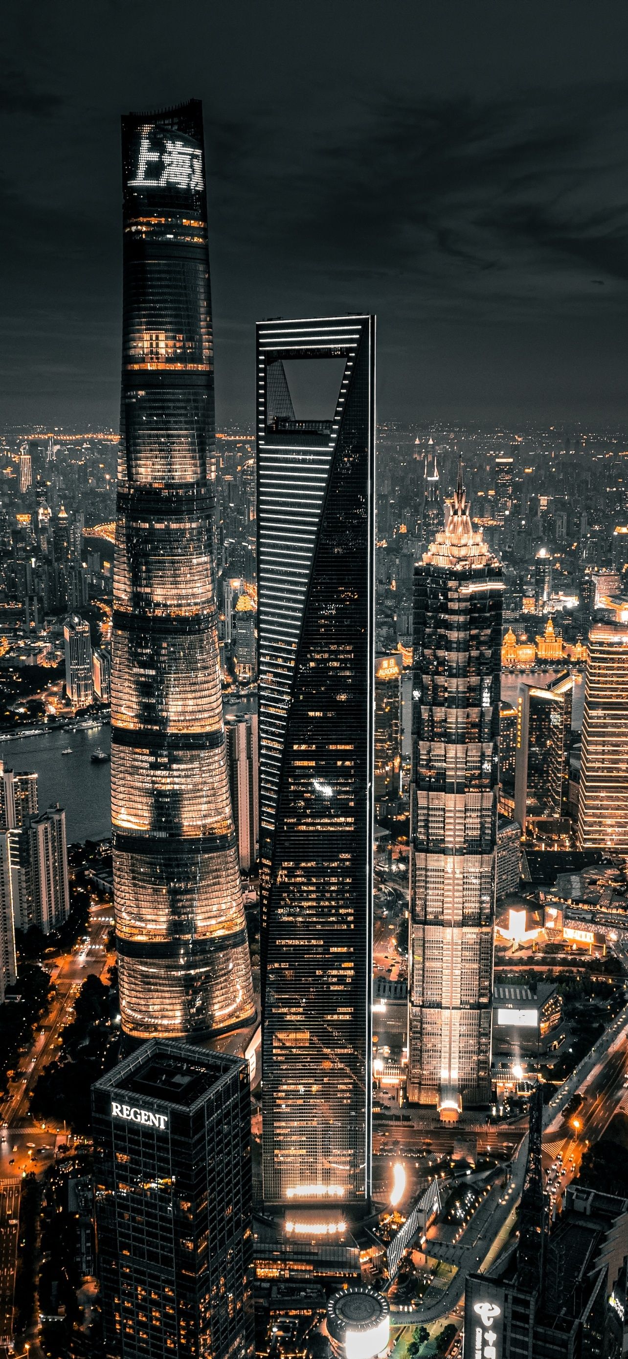 1284x2778 Most Popular Shanghai City Cityscape Night City Wallpaper