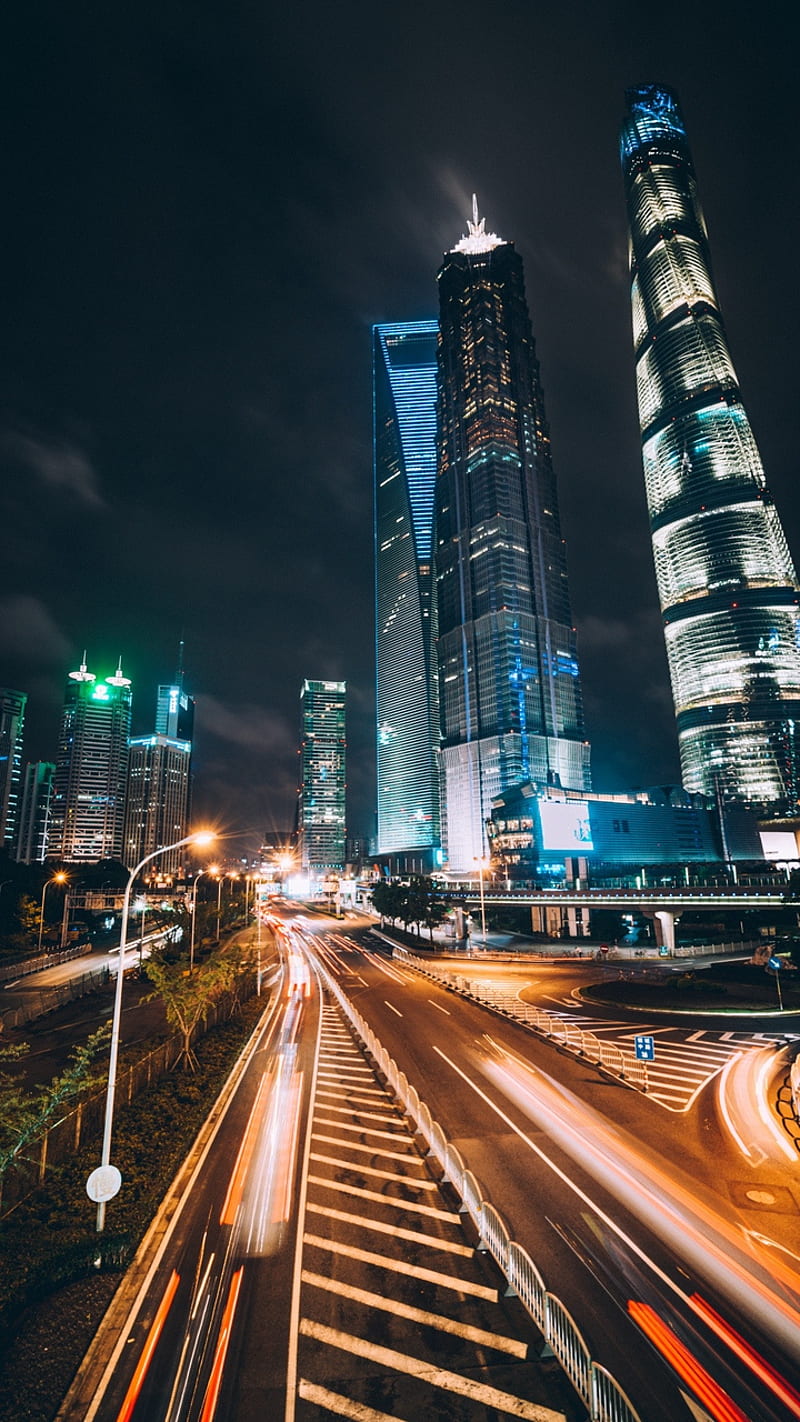 800x1422 China, shanghai, night, city, HD phone wallpaper
