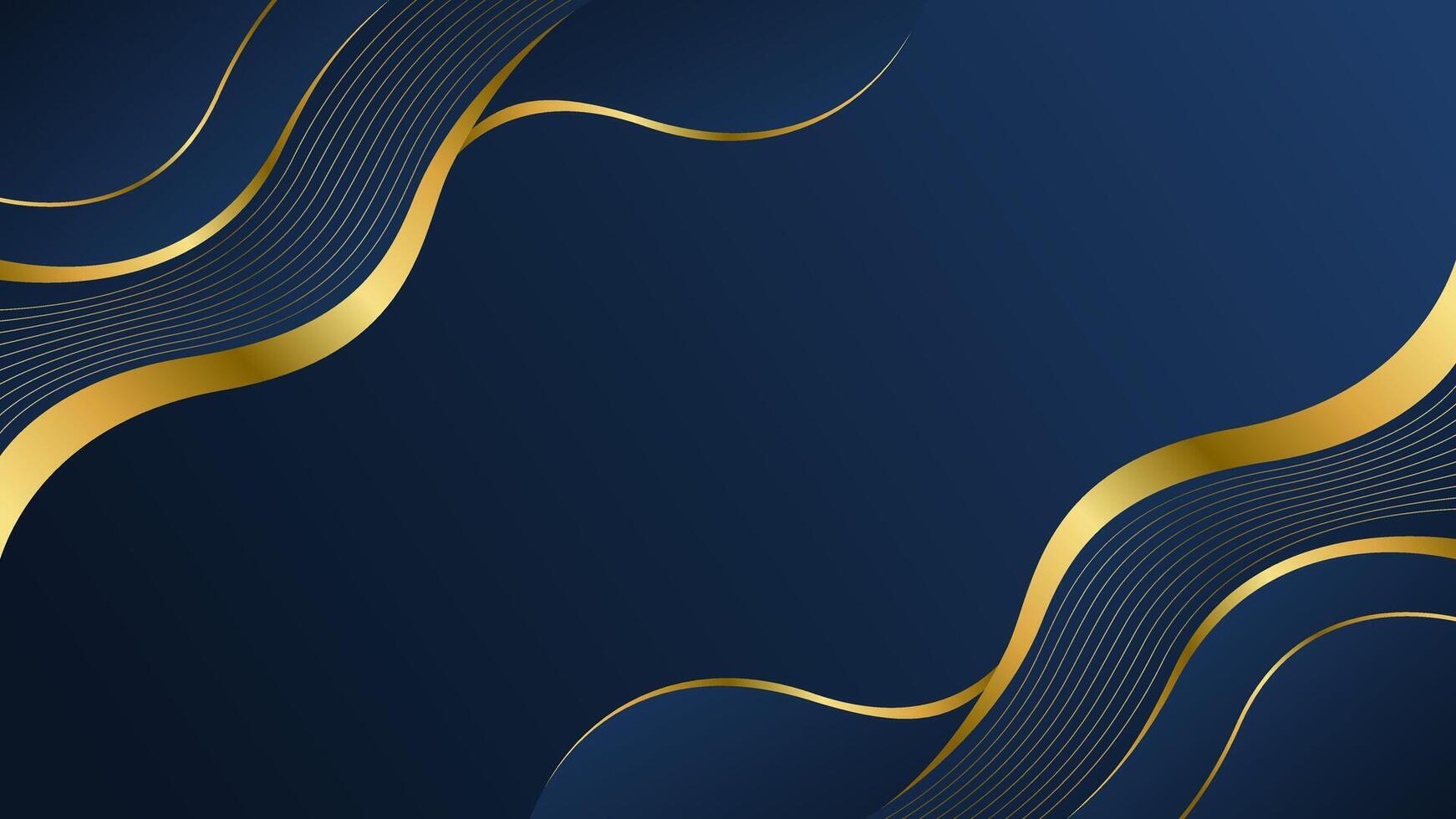 1742x980 Elegant navy blue luxury background with gold lines. Abstract modern wallpaper. Suitable for templates, banners, sales, business, events, awards, websites, pages and more