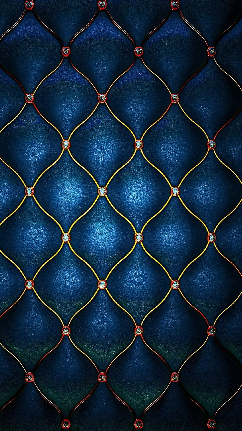 800x1422 Luxury pattern, leather, gold, blue, button, padded, HD phone wallpaper