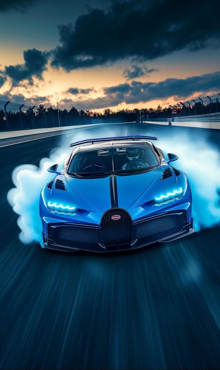 714x1200 Blue sports car drifting on track. Dream car wallpaper ideas, Exotic car enthusiast inspiration, Bugatti wallpaper