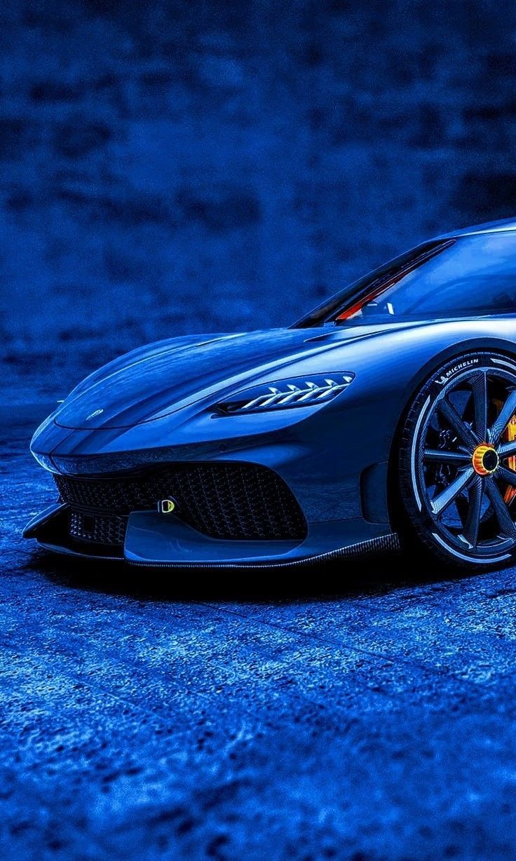 736x1228 Blue Sports Car in the Dark. Blue ferrari background, Blue race car wallpaper, Sports car blue background