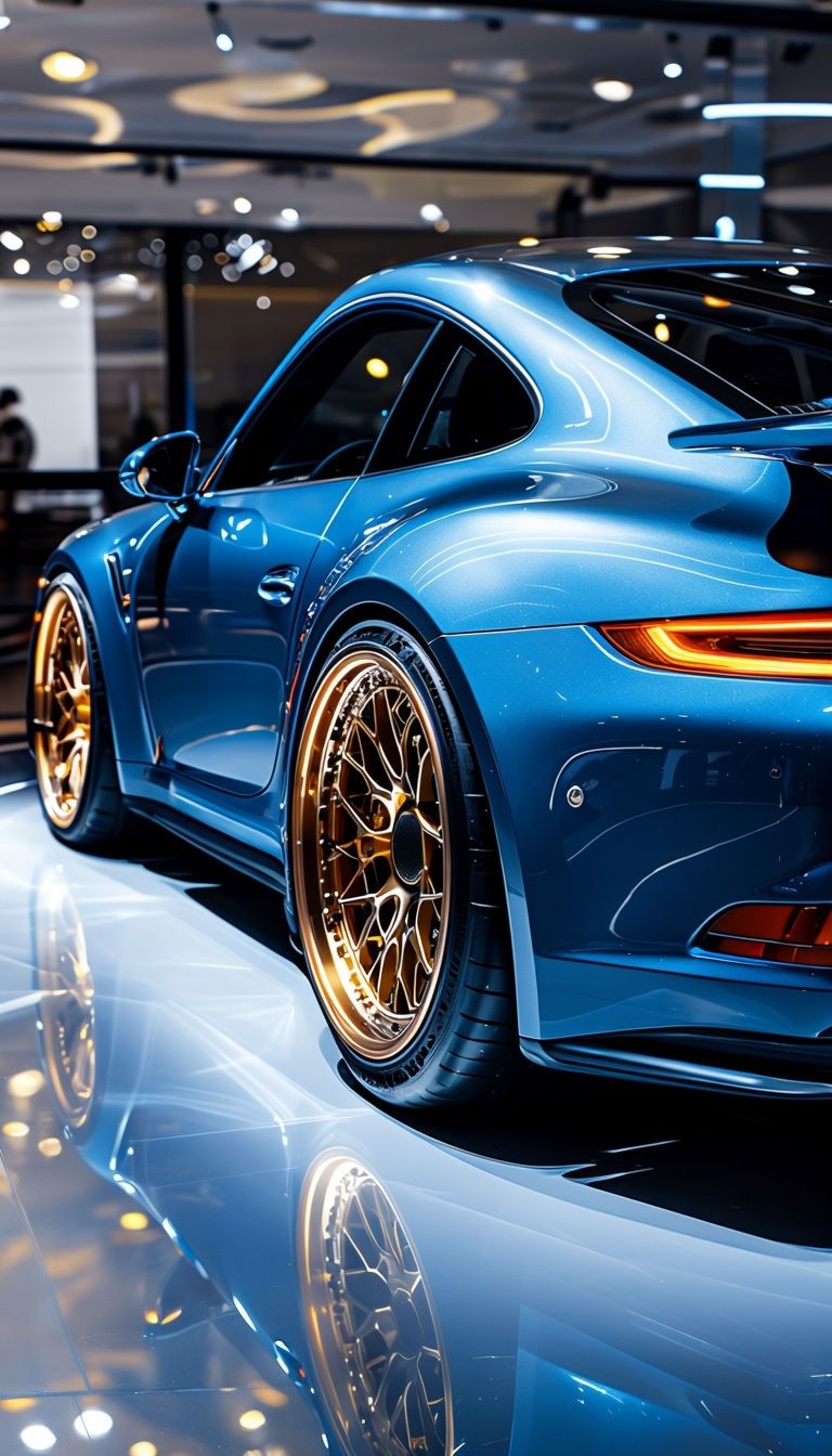 768x1344 Sleek Light Blue Porsche 911 GT3 Side Profile Mobile Wallpaper