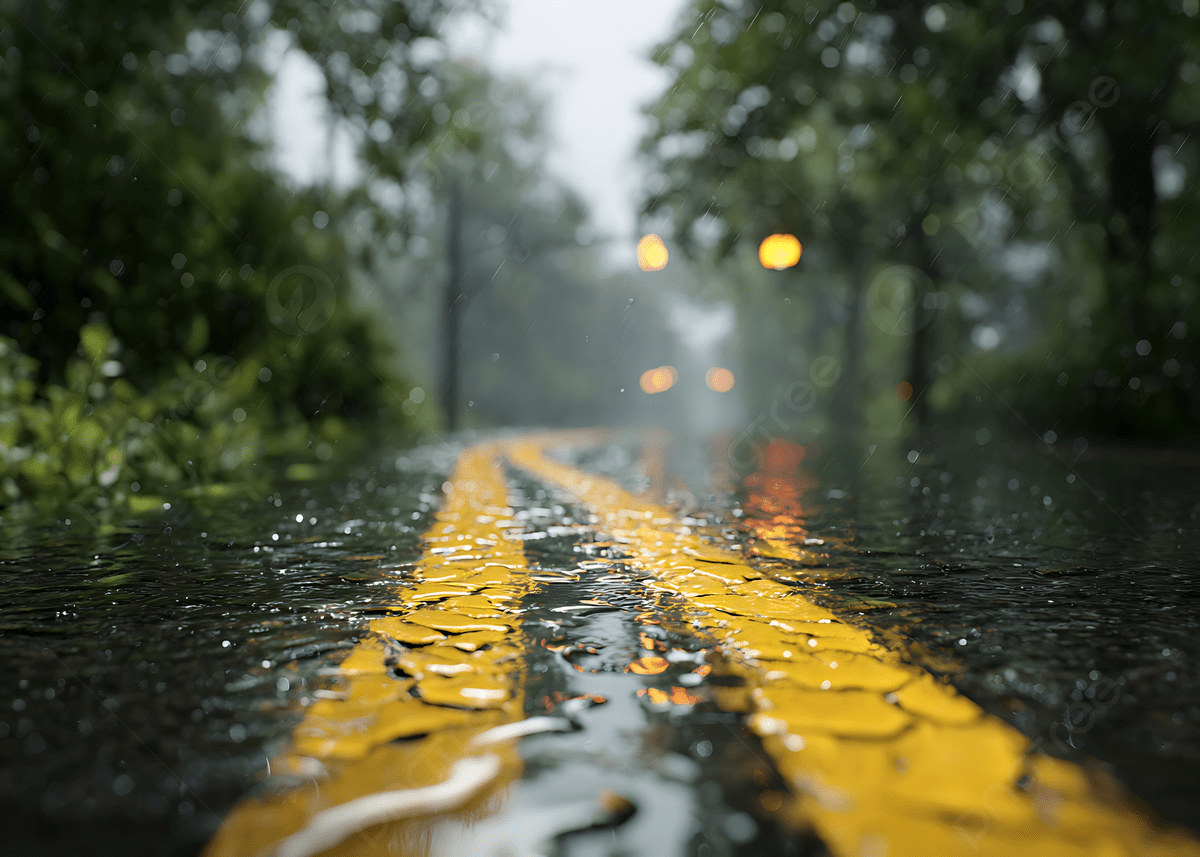 1200x857 Wet Country Road With Yellow Lines And Blurry Background On Rainy Day For Weather Scene, Rainy, Day, Country Background Image And Wallpaper for Free Download