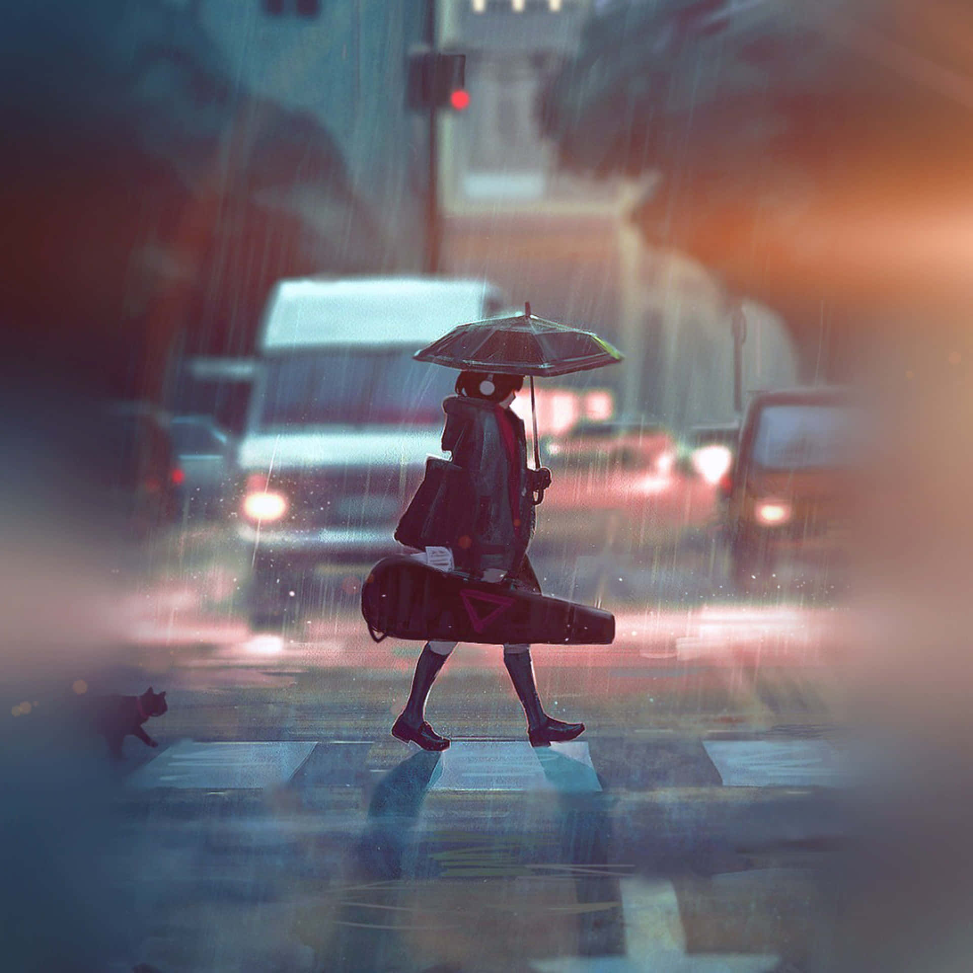 1920x1920 Download Enjoy the calming vibes of a rainy day. Wallpaper