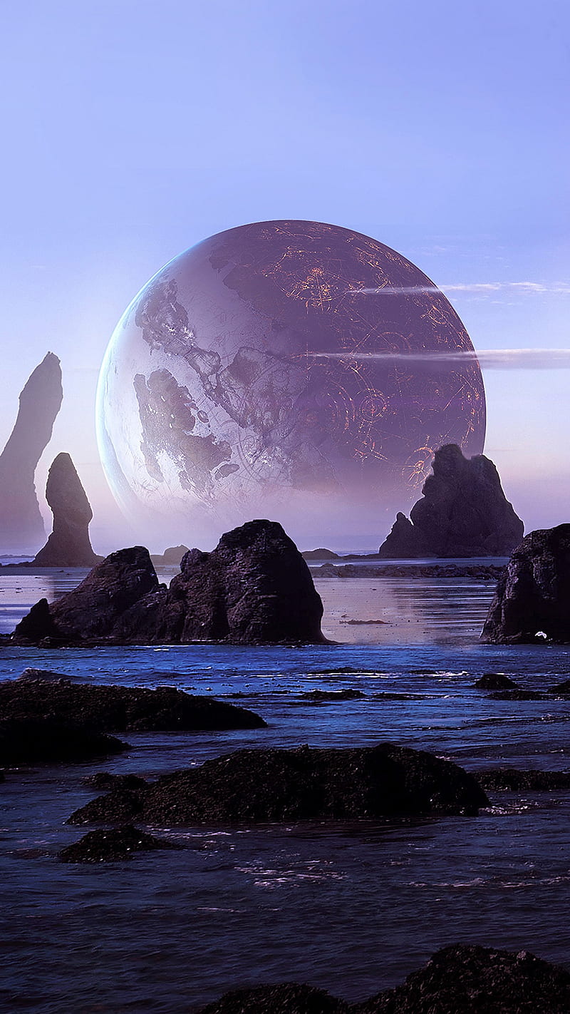 800x1422 HD rocks water planet wallpaper