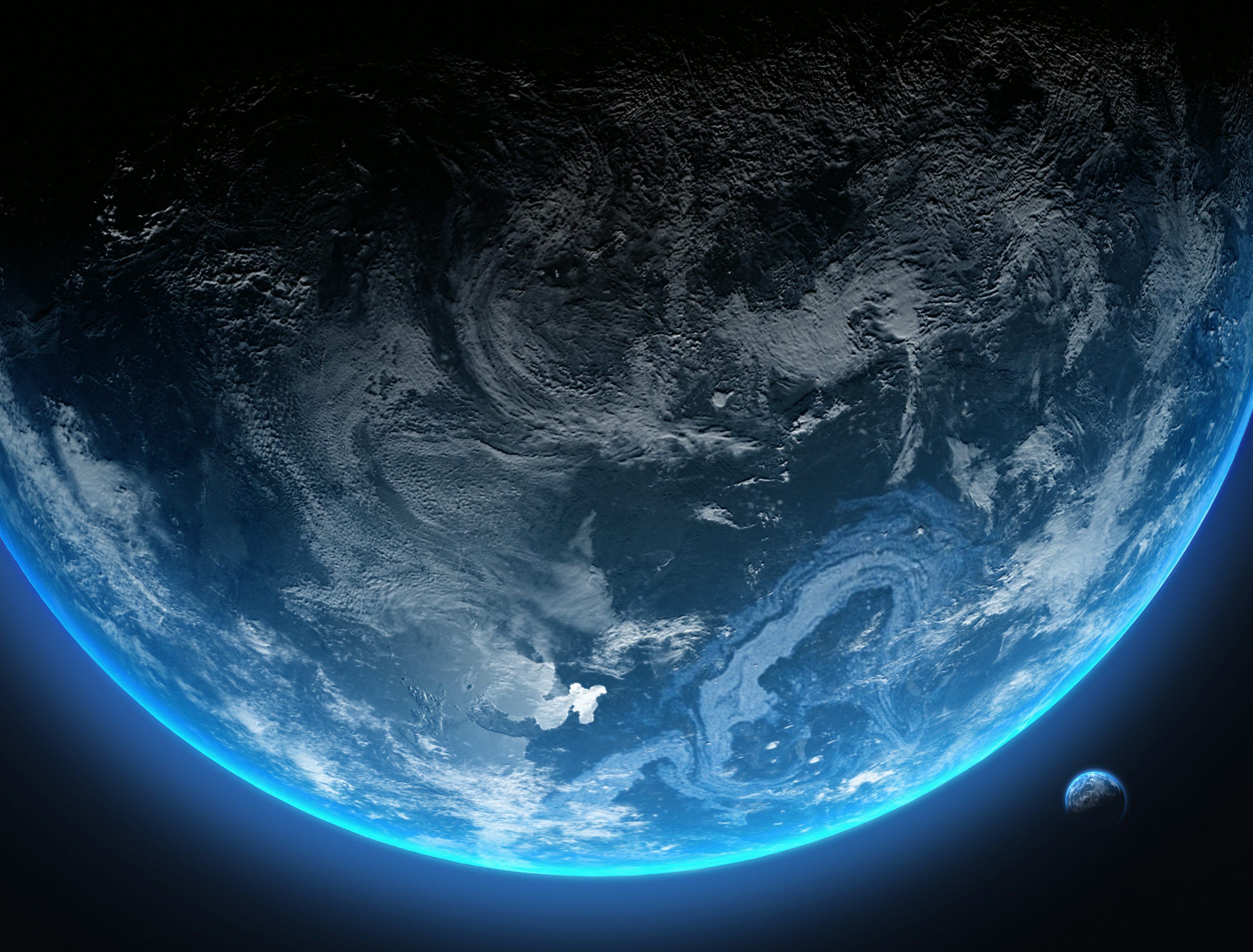 3000x2279 A planet with clouds and water photo