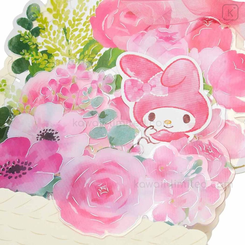 1000x1000 Japan Sanrio 3D Greeting Card Melody : Pink Flower Basket For You