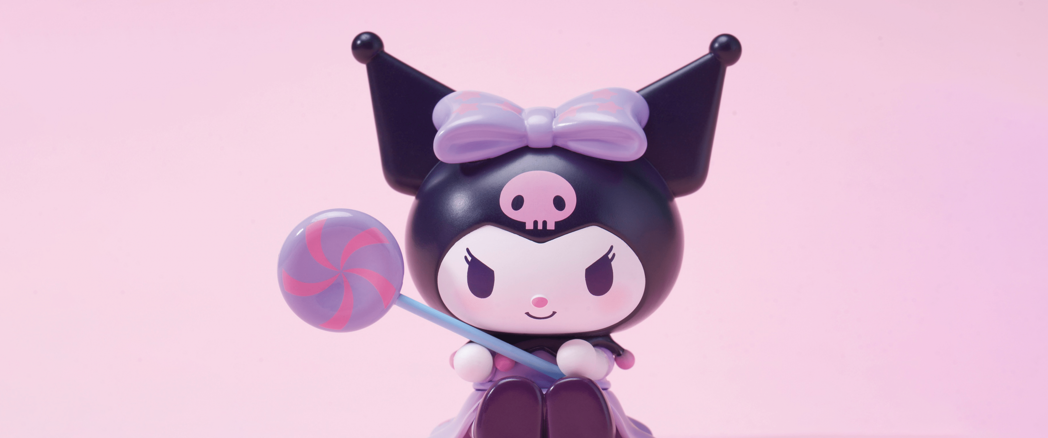 3440x1440 Kuromi Wallpaper 4K, Cute cartoon, Candy, Pastel pink