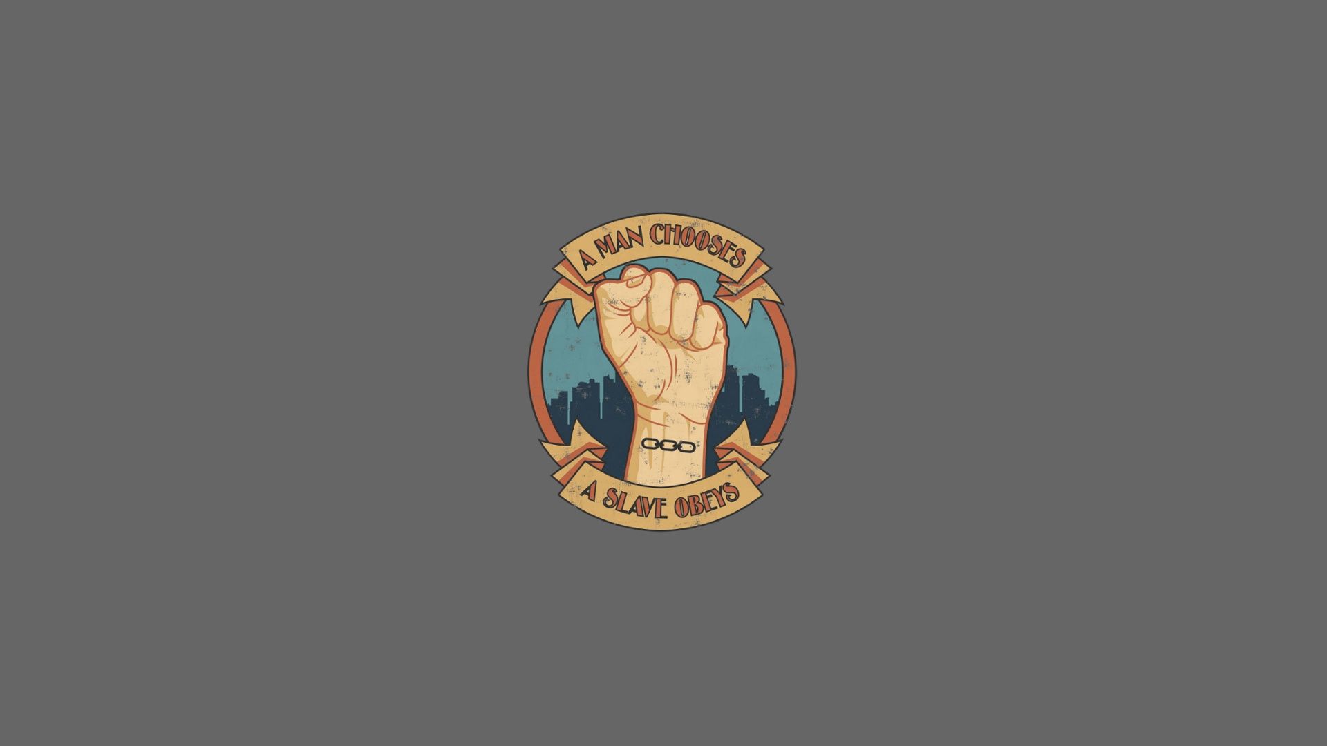 1920x1080 Wallpaper bioshock, hand, quotes, Jack, Andrew ryan, tattoos chains for mobile and desktop, section минимализм, resolution 1920x1080
