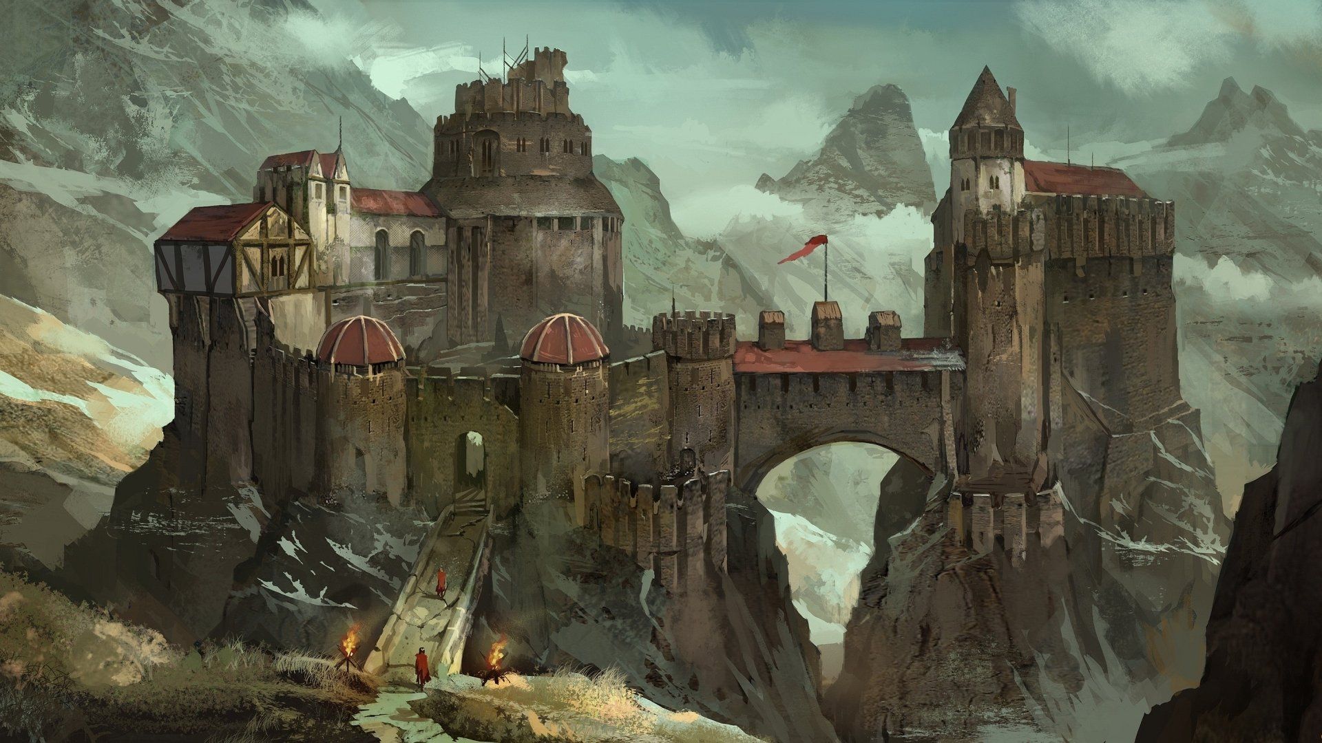 1920x1080 Majestic Fantasy Castle Wallpaper for Your Imagination