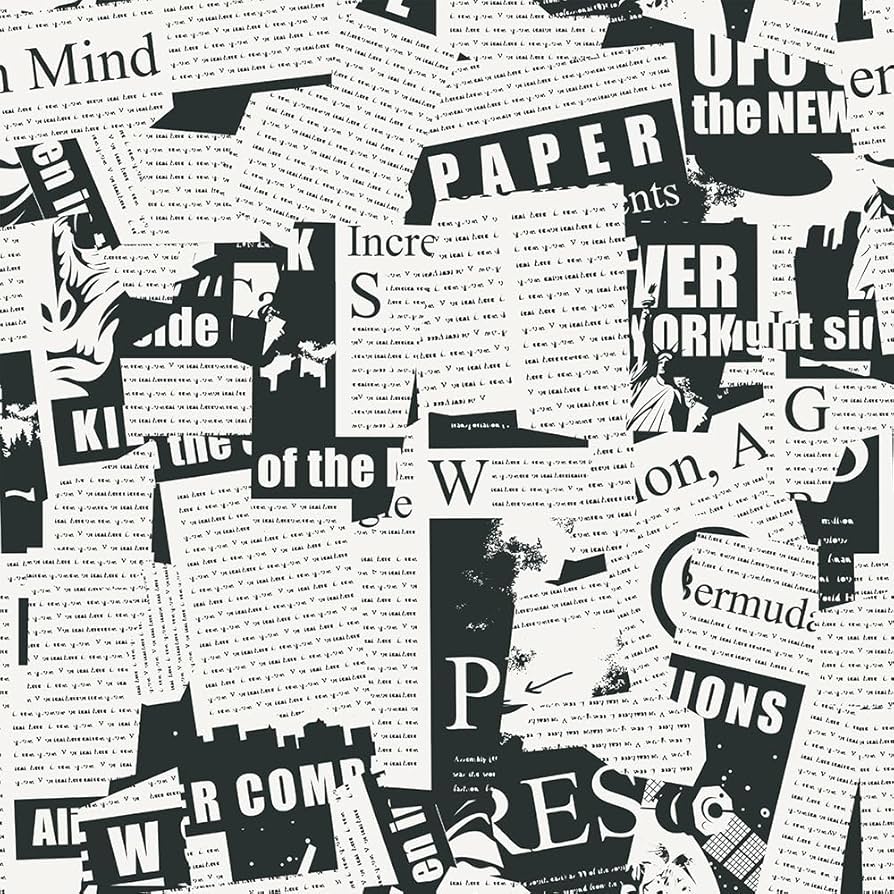 894x894 VistaPalette Black and White Vintage Newspaper Script News Modern Peel and Stick Wallpaper Wall Decor Self Adhesive Wall Paper Stick on Easy Peel Off Contact Paper for Renter Bedroom Apartment