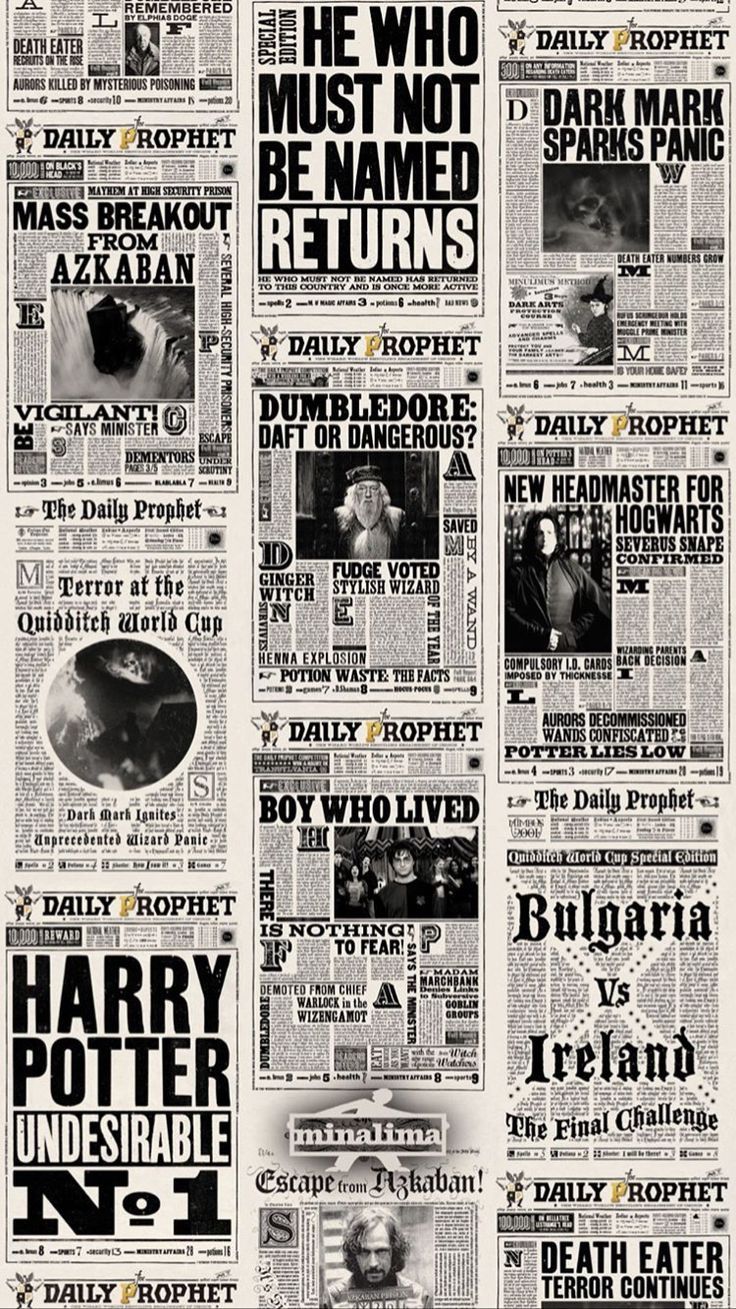 736x1309 Harry Potter phone background Daily Prophet headlines