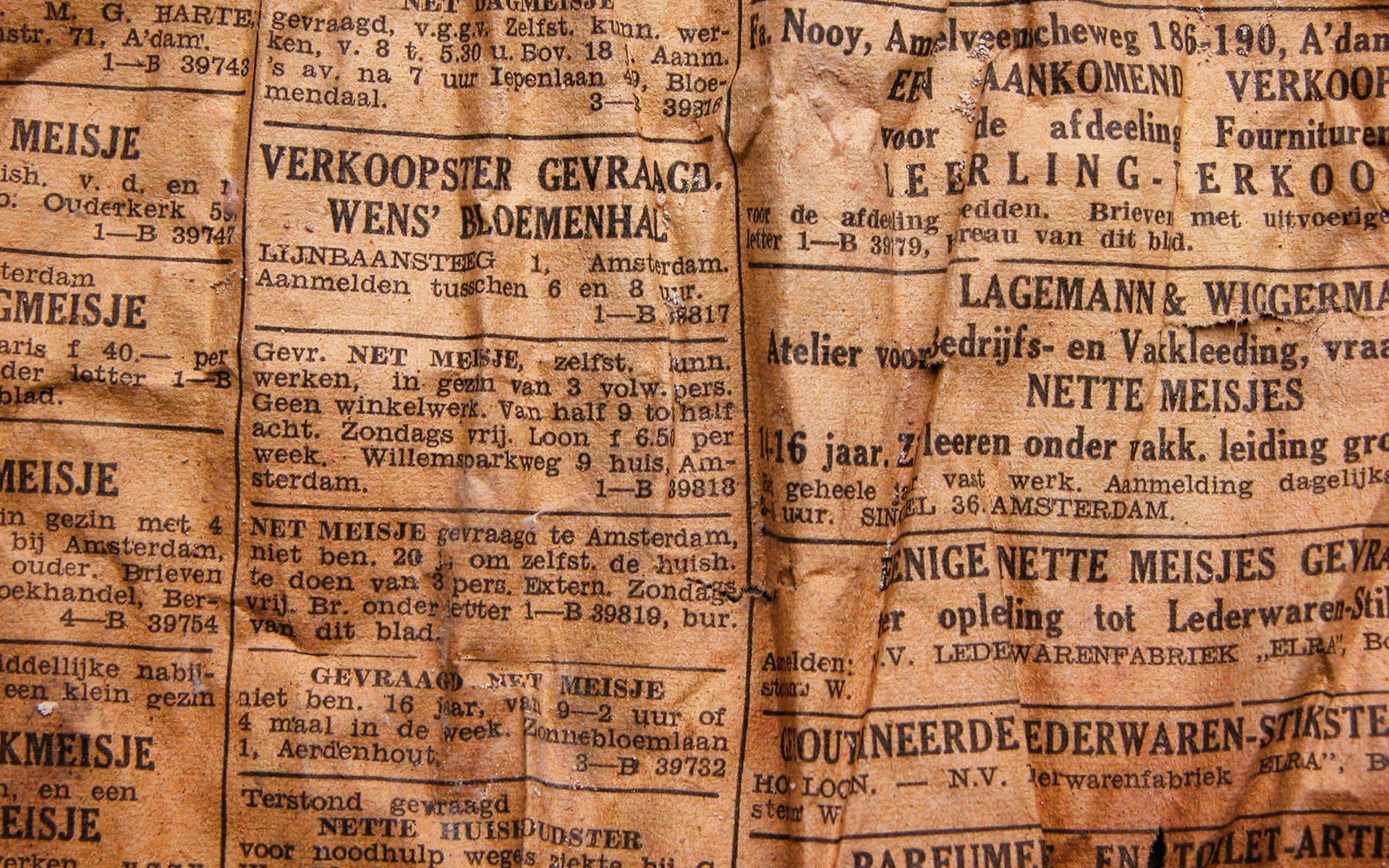 1920x1200 Download Antique Newspaper with Eloquent Script Writing Wallpaper