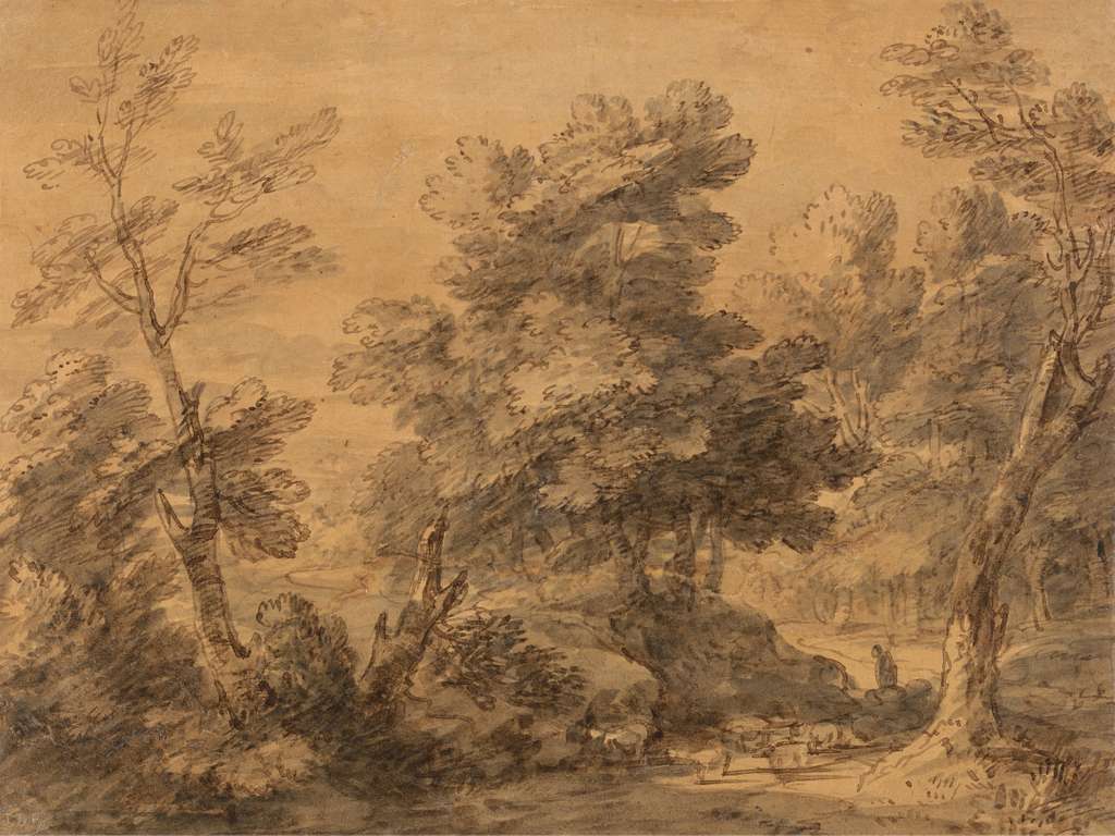 1024x768 Thomas Gainsborough Landscape with Shepherd and